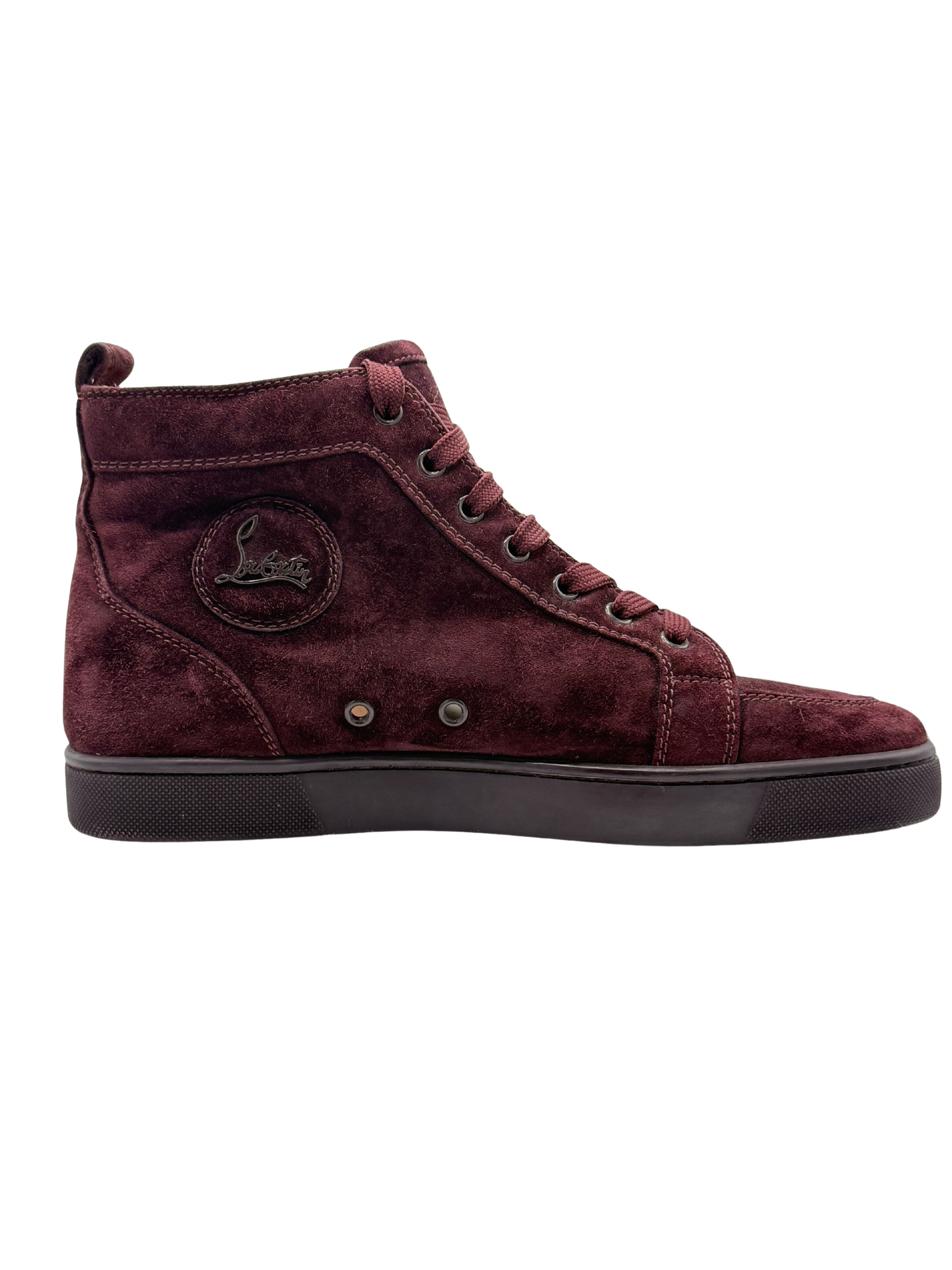 Christian Louboutin Louis Orlato High Top Suede Trainers - Burgundy