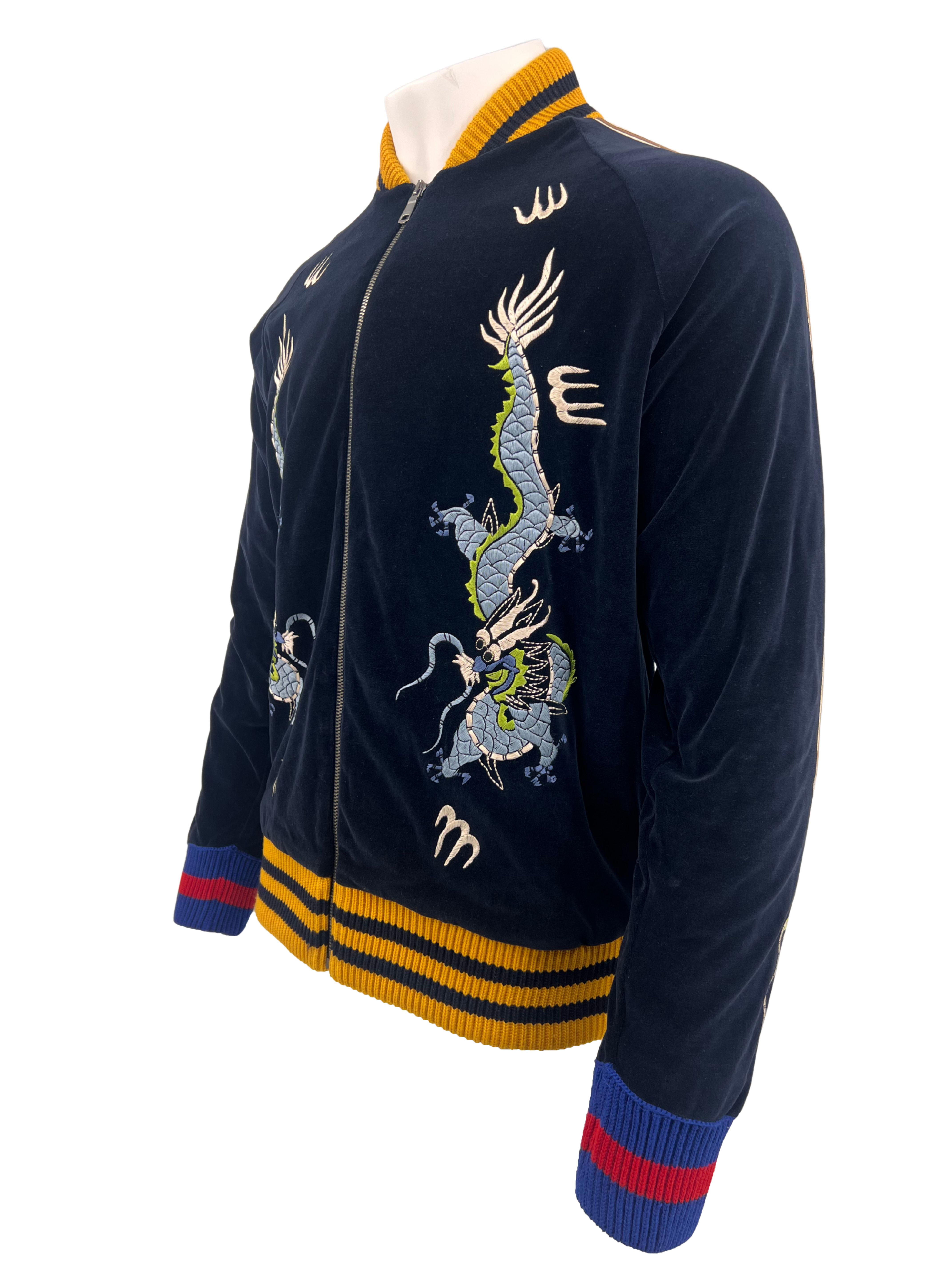 Gucci Dragon Embroidered Velvet Jacket - Black (Unused) Gucci