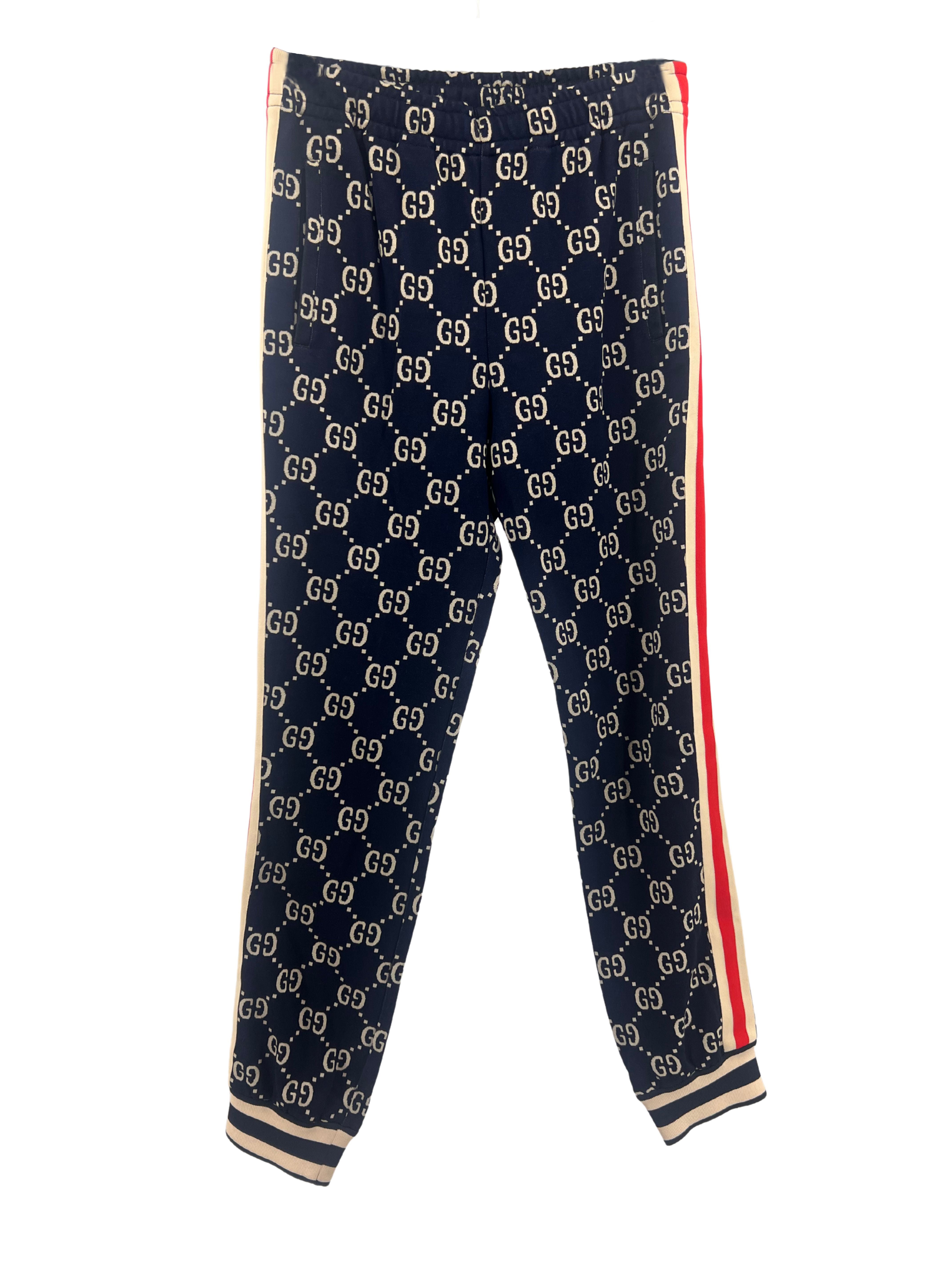 Gucci GG Logo Jacquard Joggers - Navy / Cream (Unused)