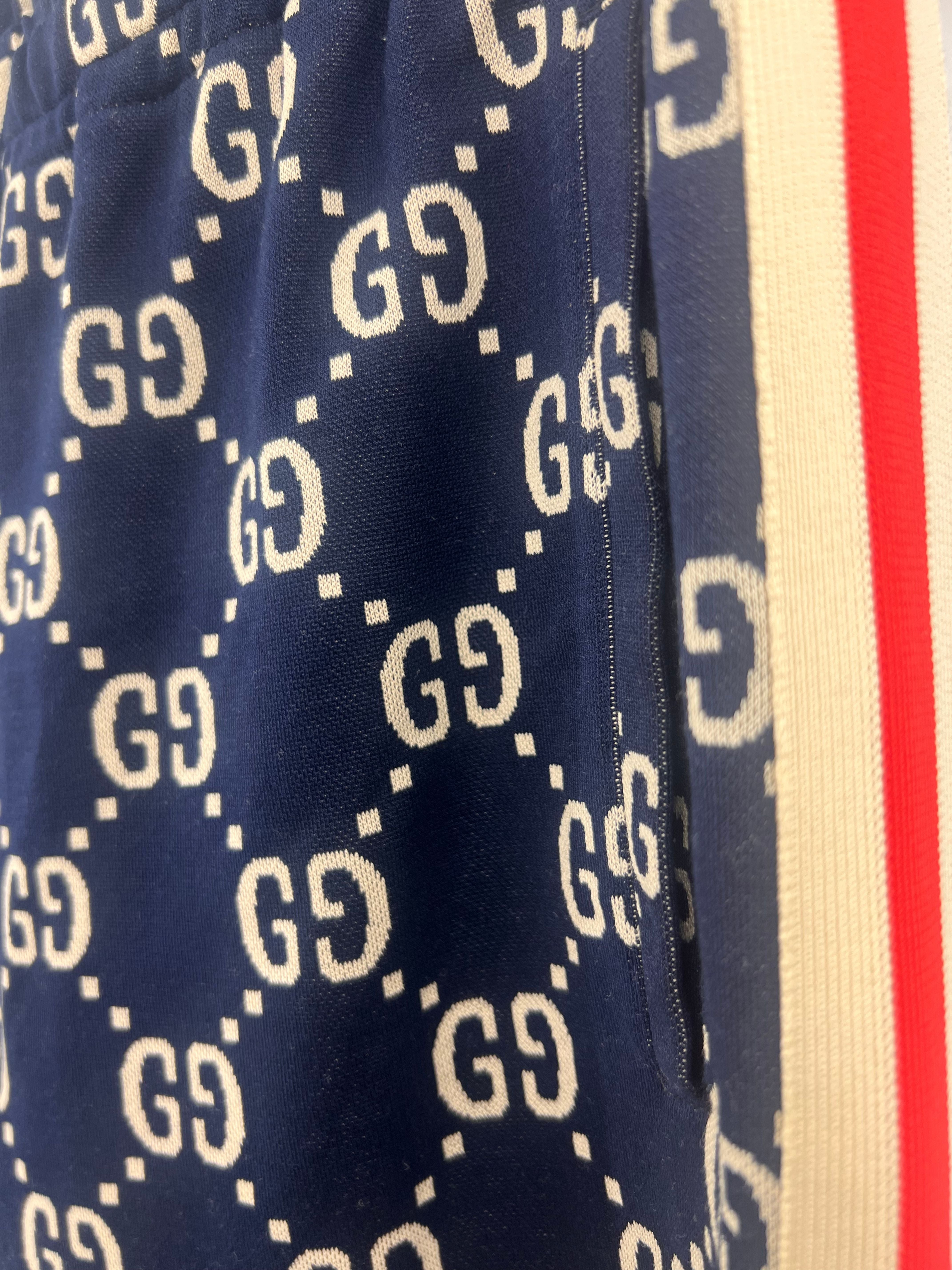 Gucci GG Logo Jacquard Joggers - Navy / Cream (Unused)