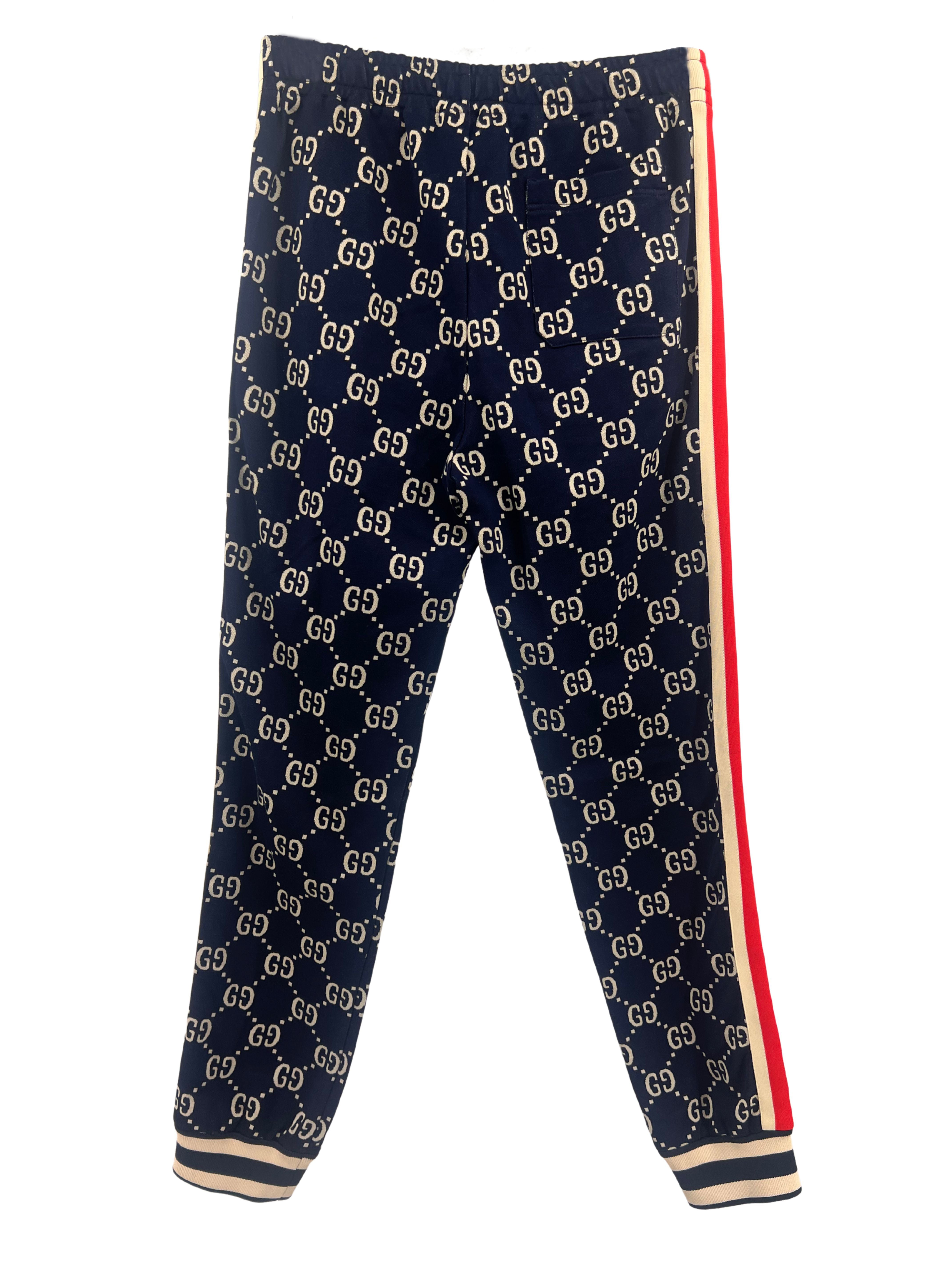 Gucci GG Logo Jacquard Joggers - Navy / Cream (Unused)