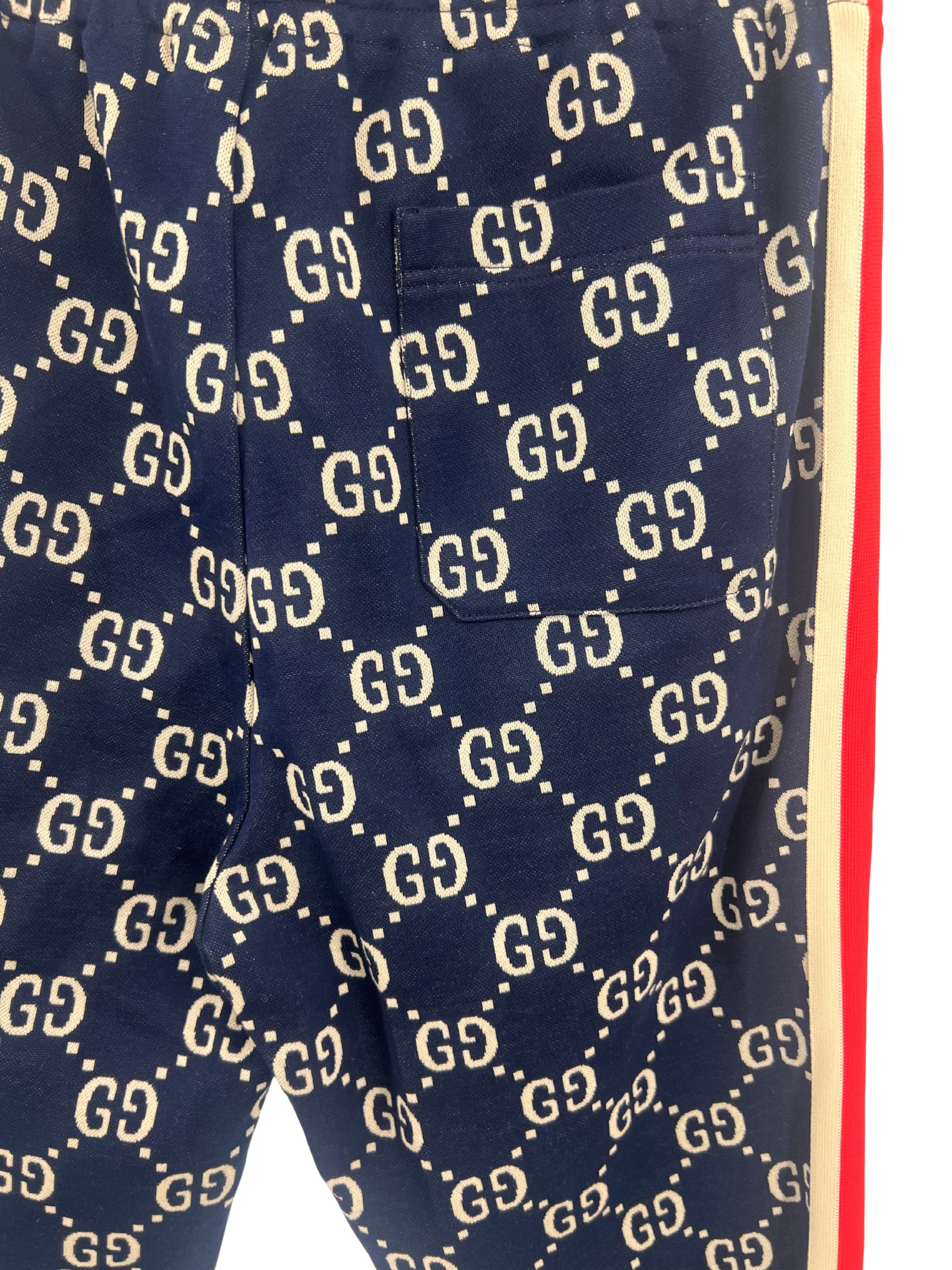 Gucci GG Logo Jacquard Joggers - Navy / Cream (Unused)