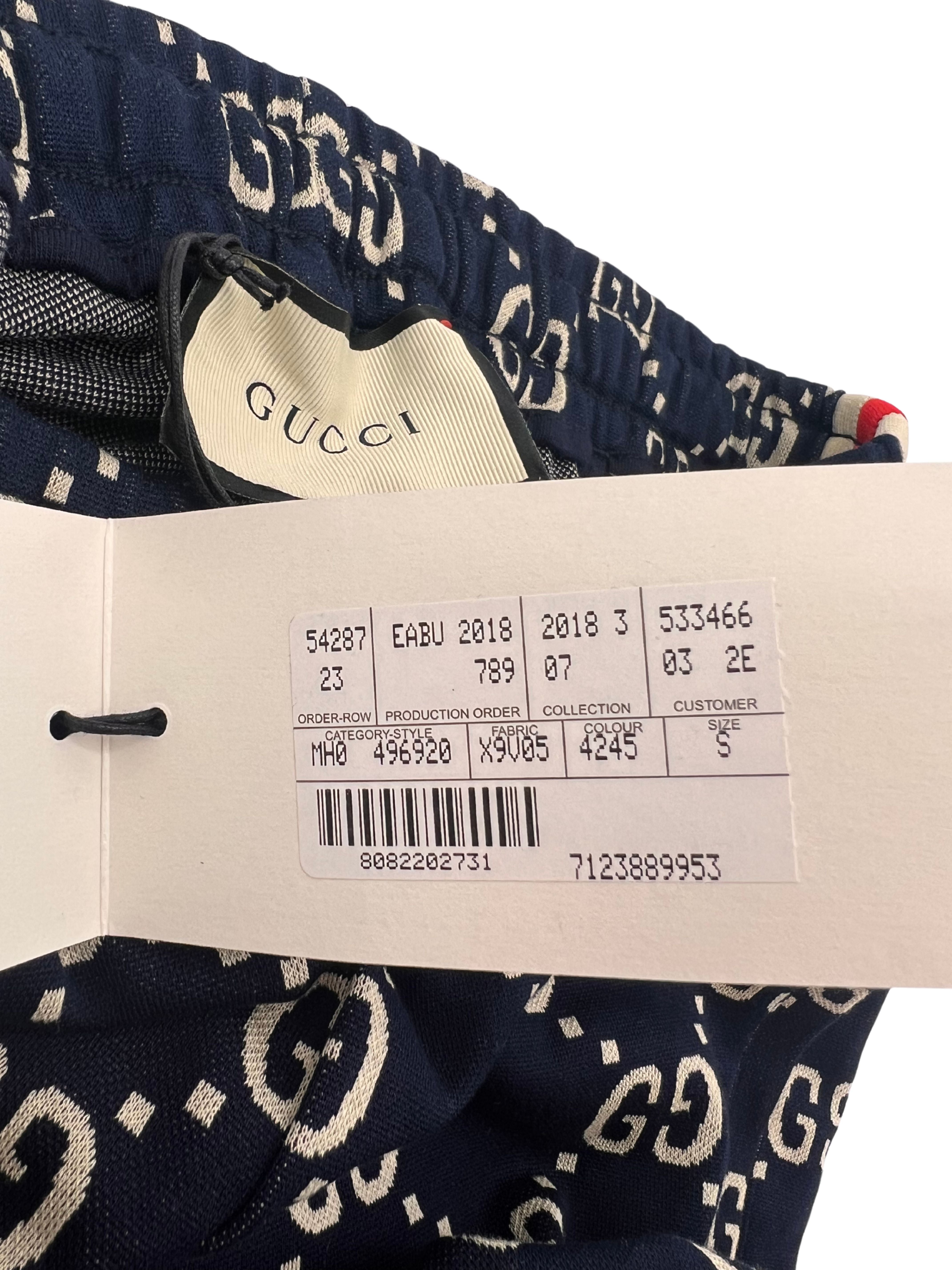 Gucci GG Logo Jacquard Joggers - Navy / Cream (Unused)