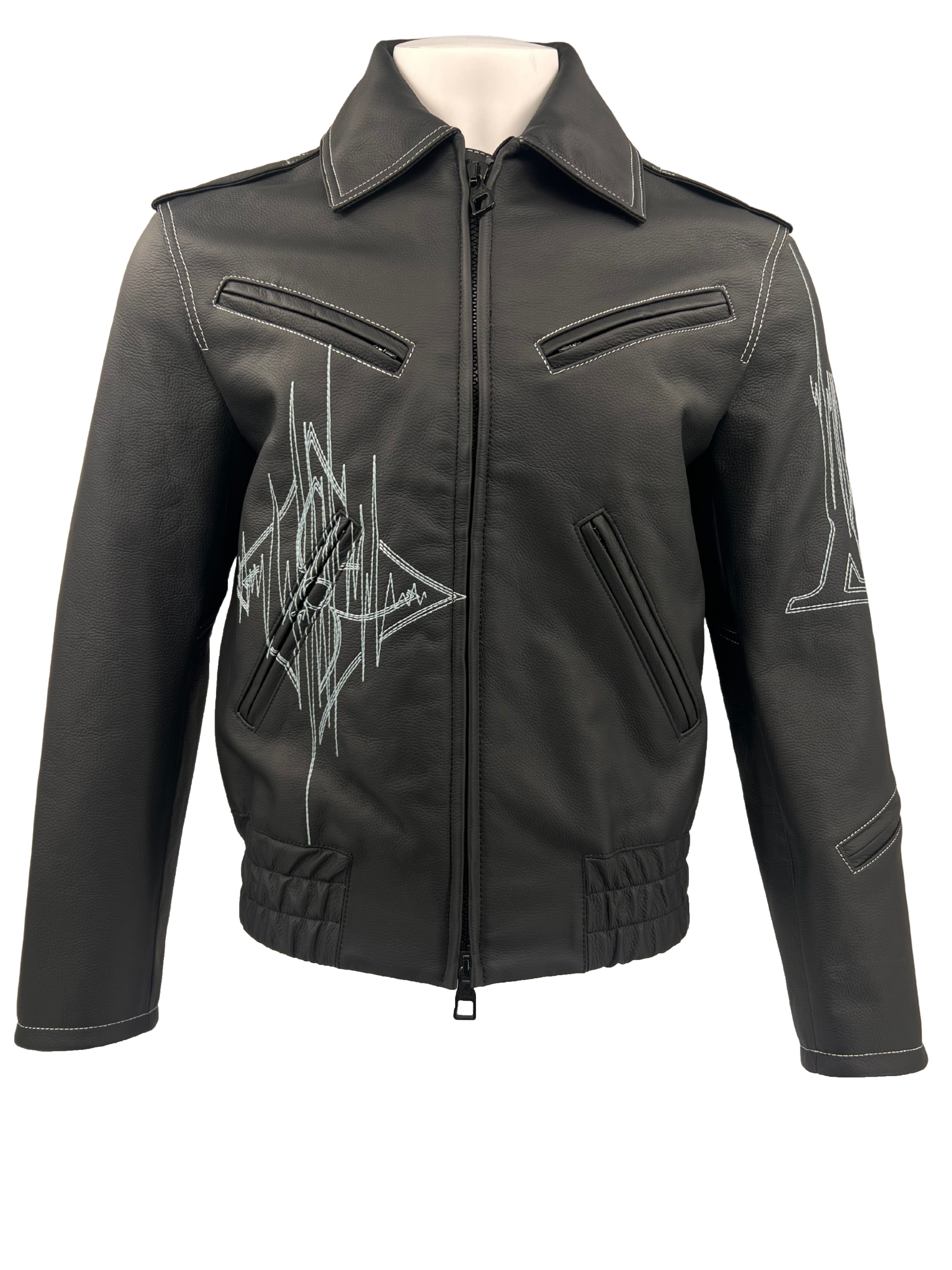 Louis Vuitton Frequency Embroidered Leather Jacket - Black Louis Vuitton