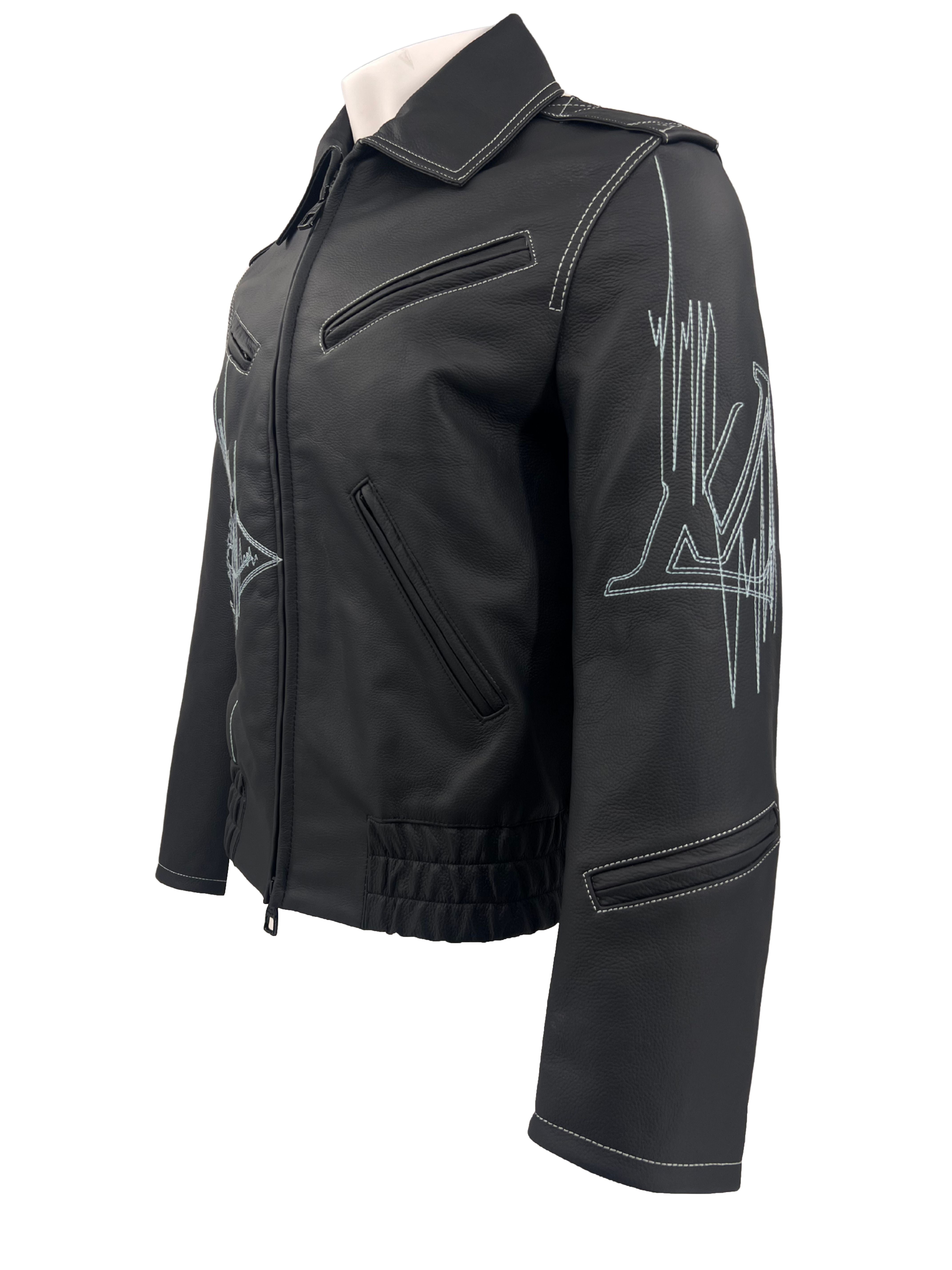 Louis Vuitton Frequency Embroidered Leather Jacket - Black Louis Vuitton