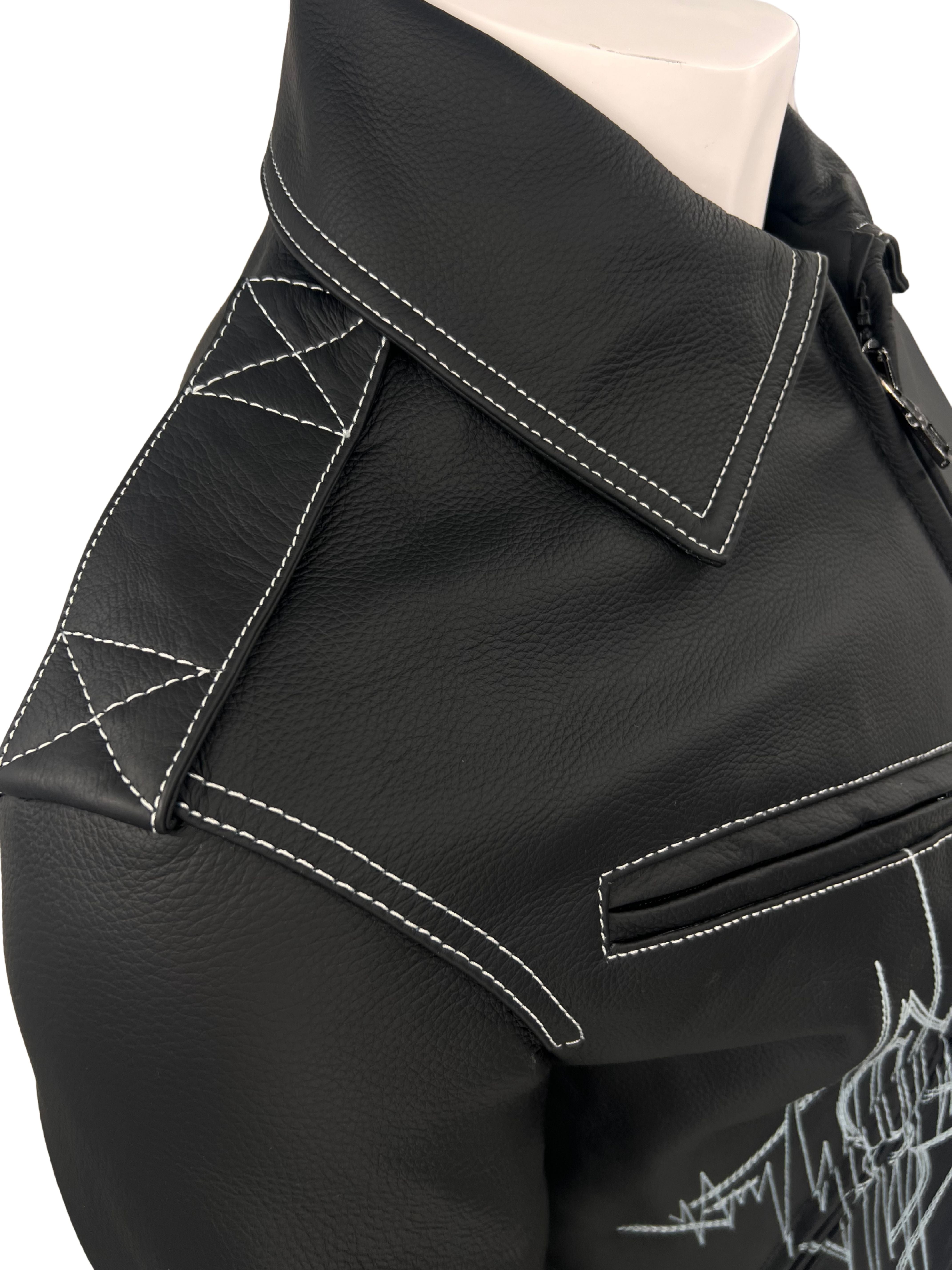 Louis Vuitton Frequency Embroidered Leather Jacket - Black Louis Vuitton
