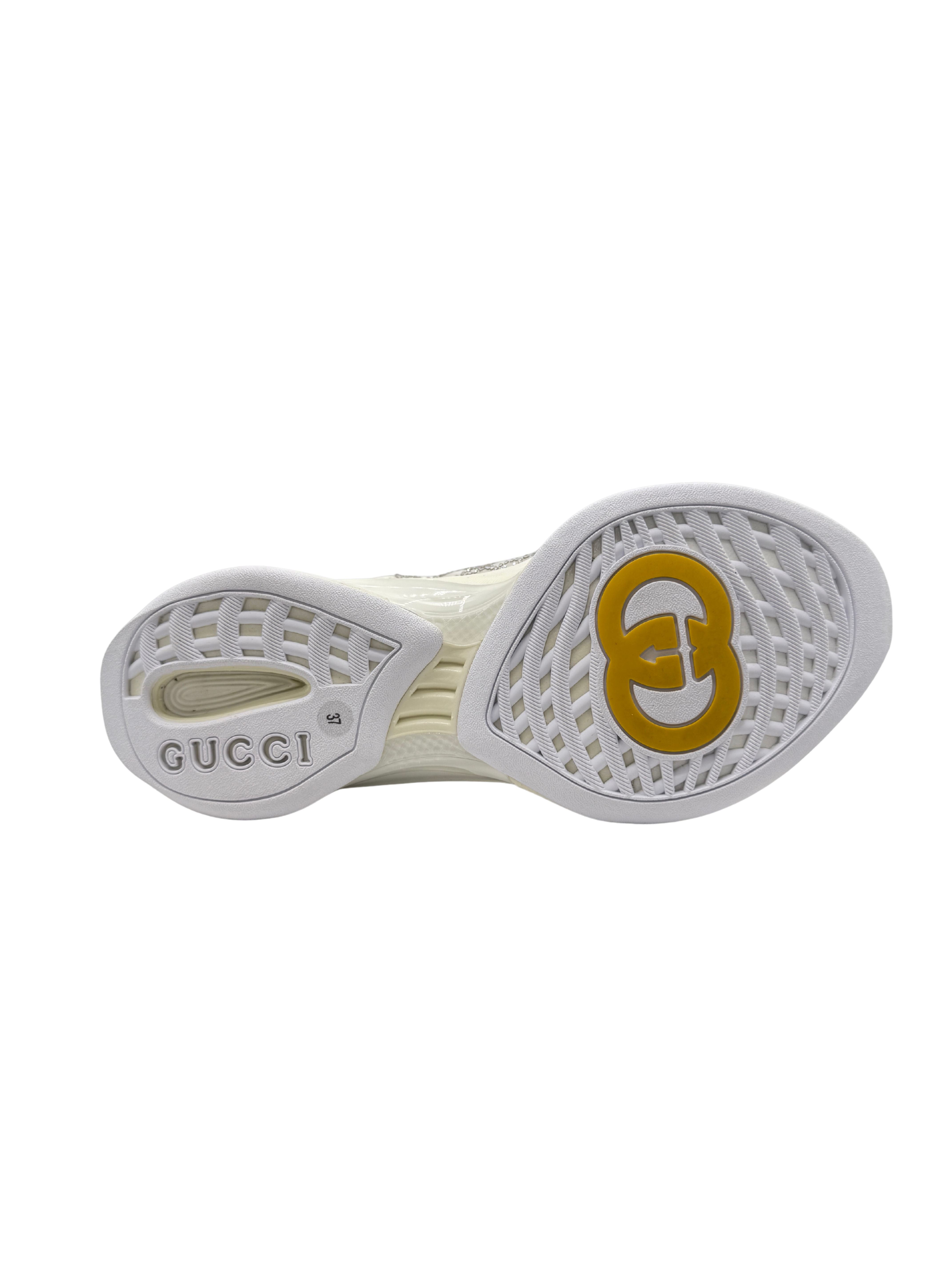 WOMEN'S Gucci Run GG-Crystal Mesh Trainers - White (Unused) Gucci