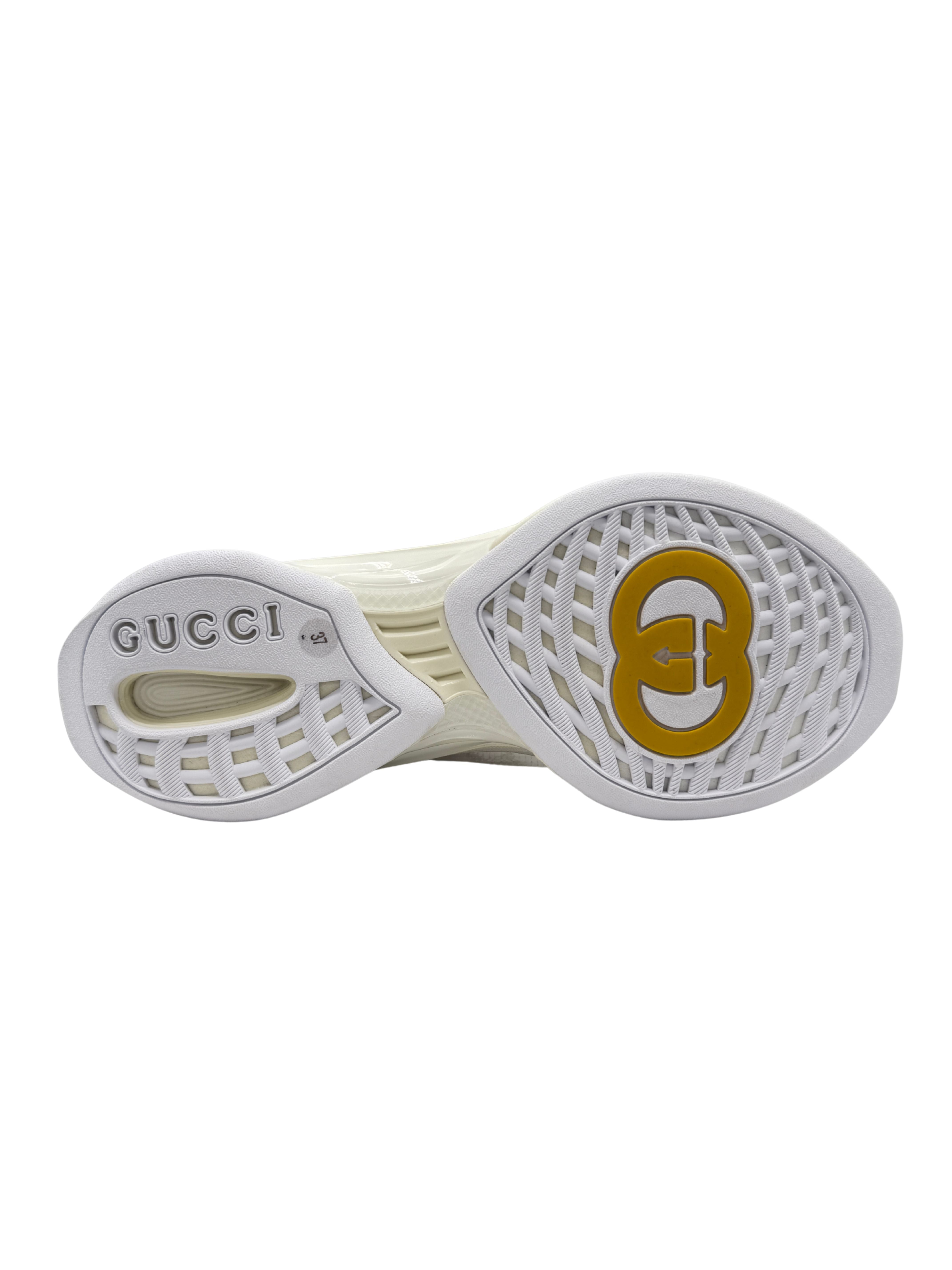 WOMEN'S Gucci Run GG-Crystal Mesh Trainers - White (Unused) Gucci