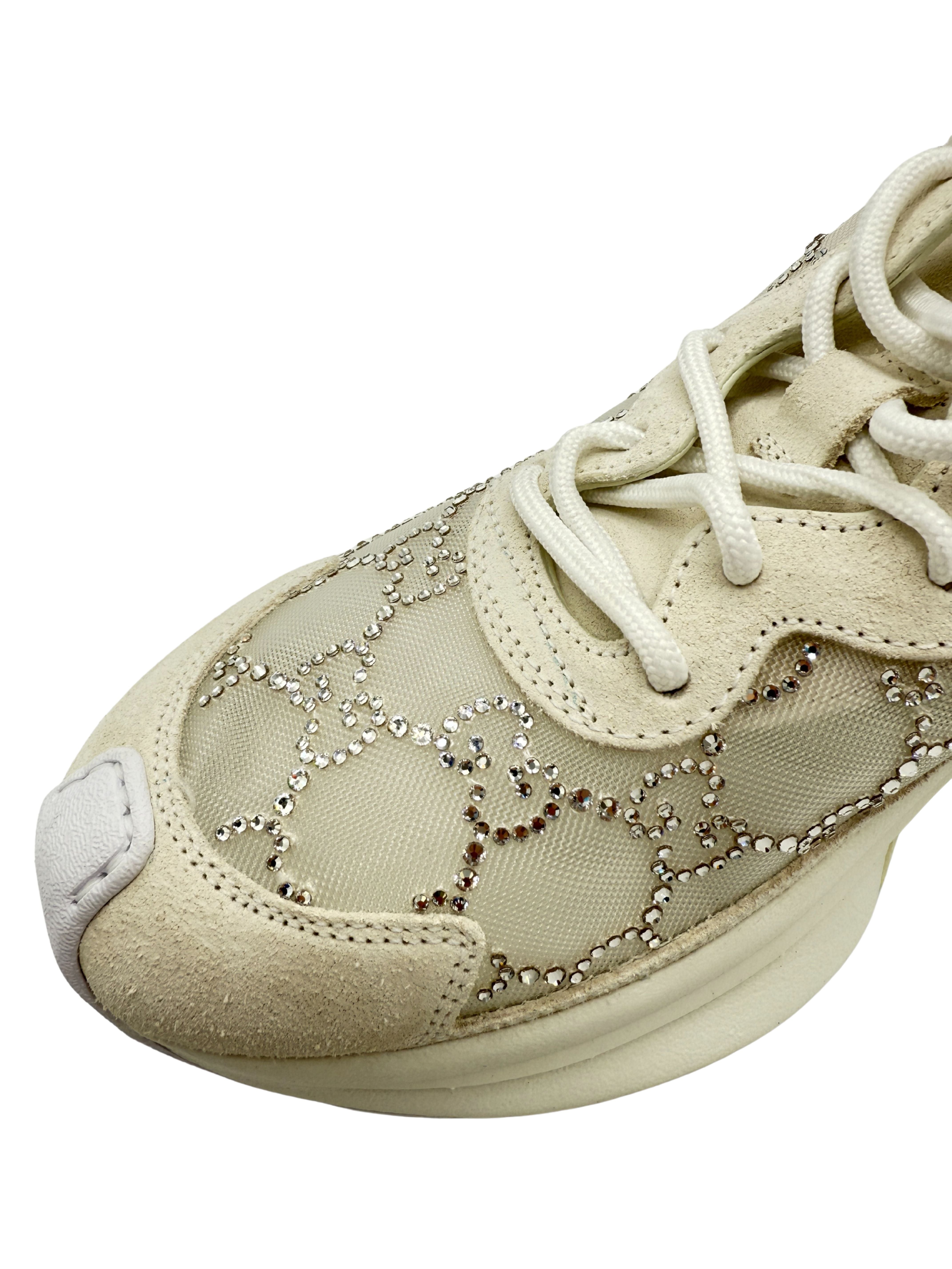 WOMEN'S Gucci Run GG-Crystal Mesh Trainers - White (Unused) Gucci