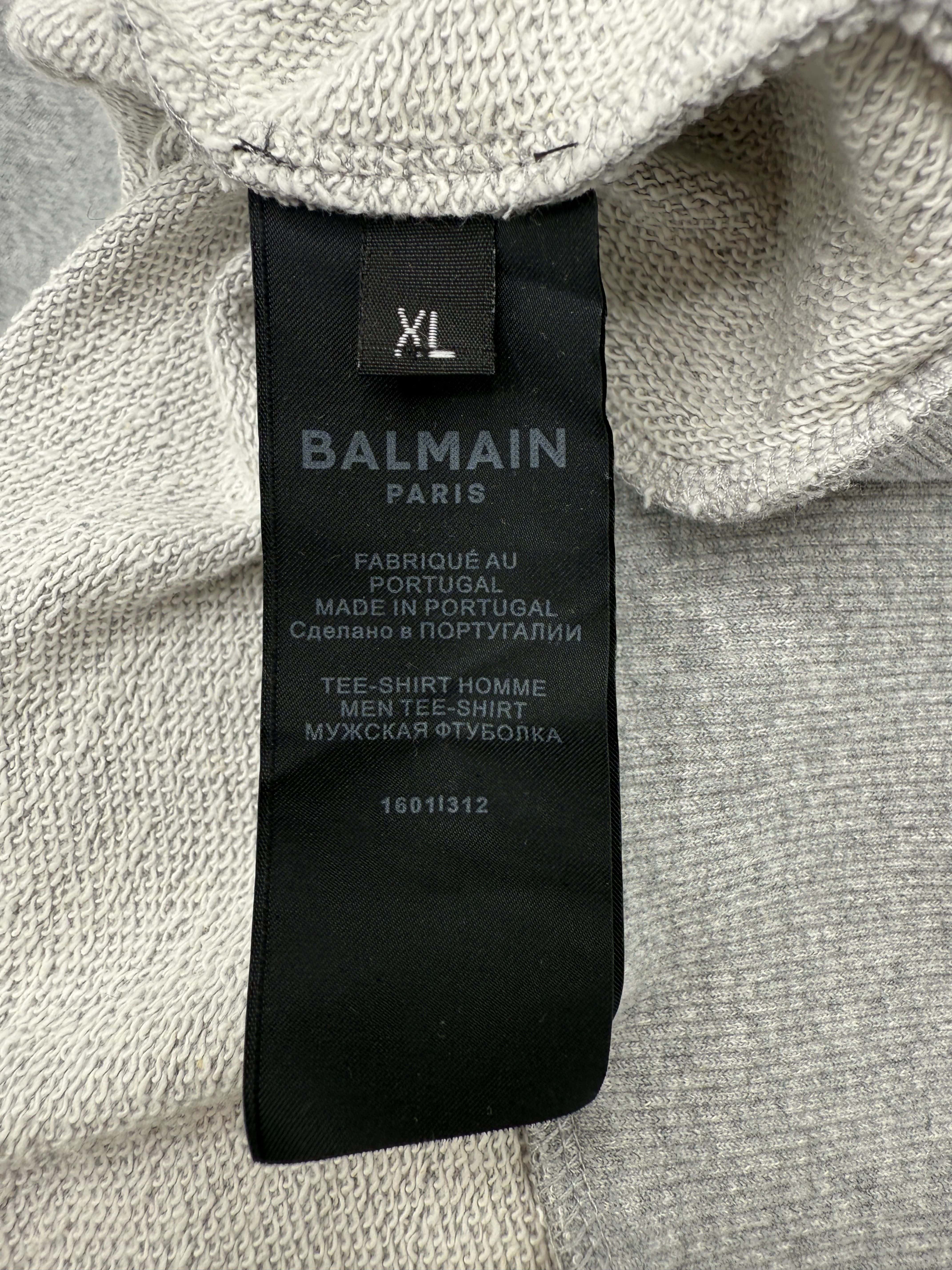 Balmain Logo-Embossed Cotton Hoodie - Grey (Unused) Balmain
