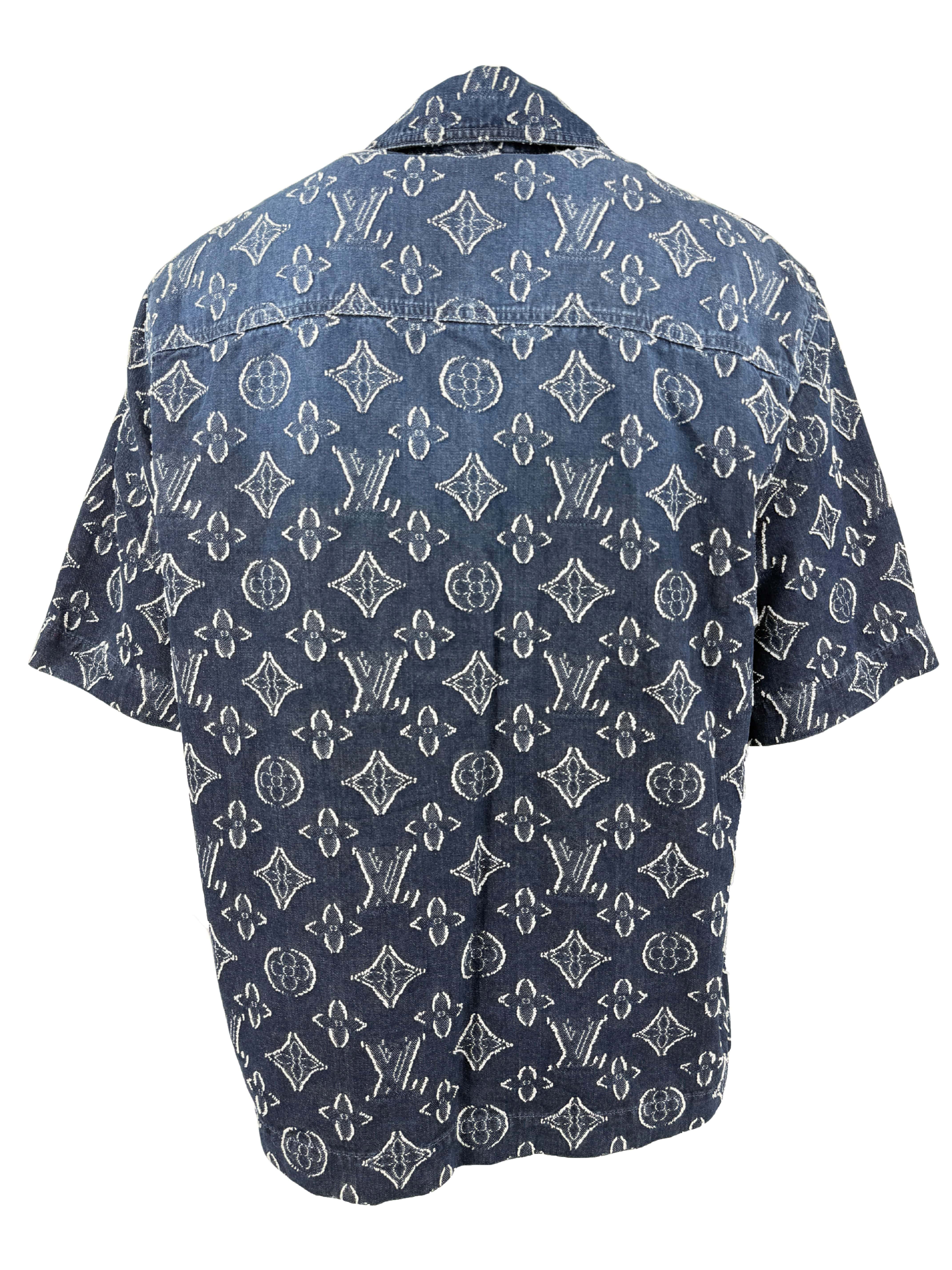 Louis Vuitton Monogram Short-Sleeved Chambray Shirt - Blue (Unused) Louis Vuitton