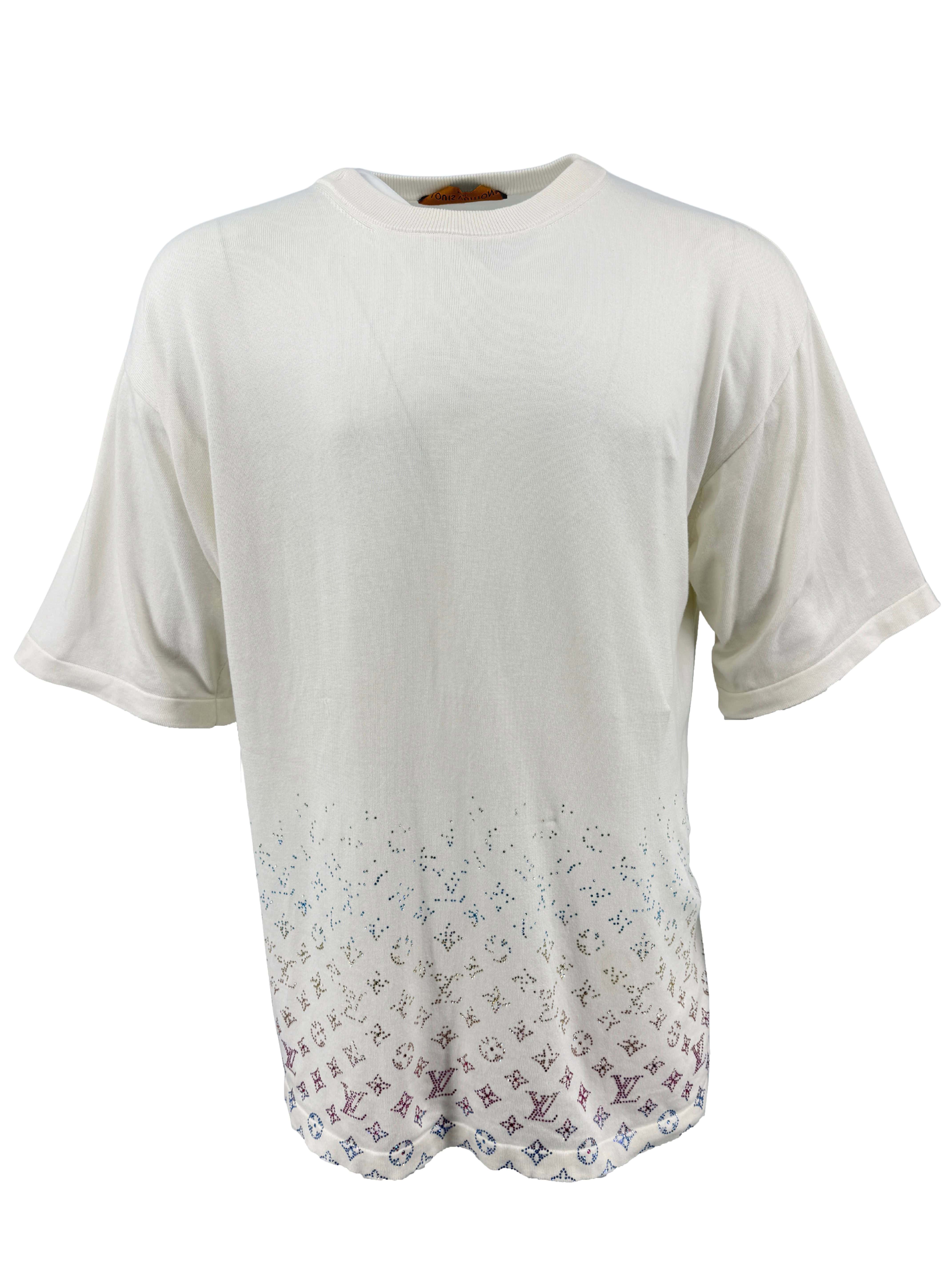 Louis Vuitton Monogram Gradient Embellished Short-Sleeved Crewneck - White Louis Vuitton