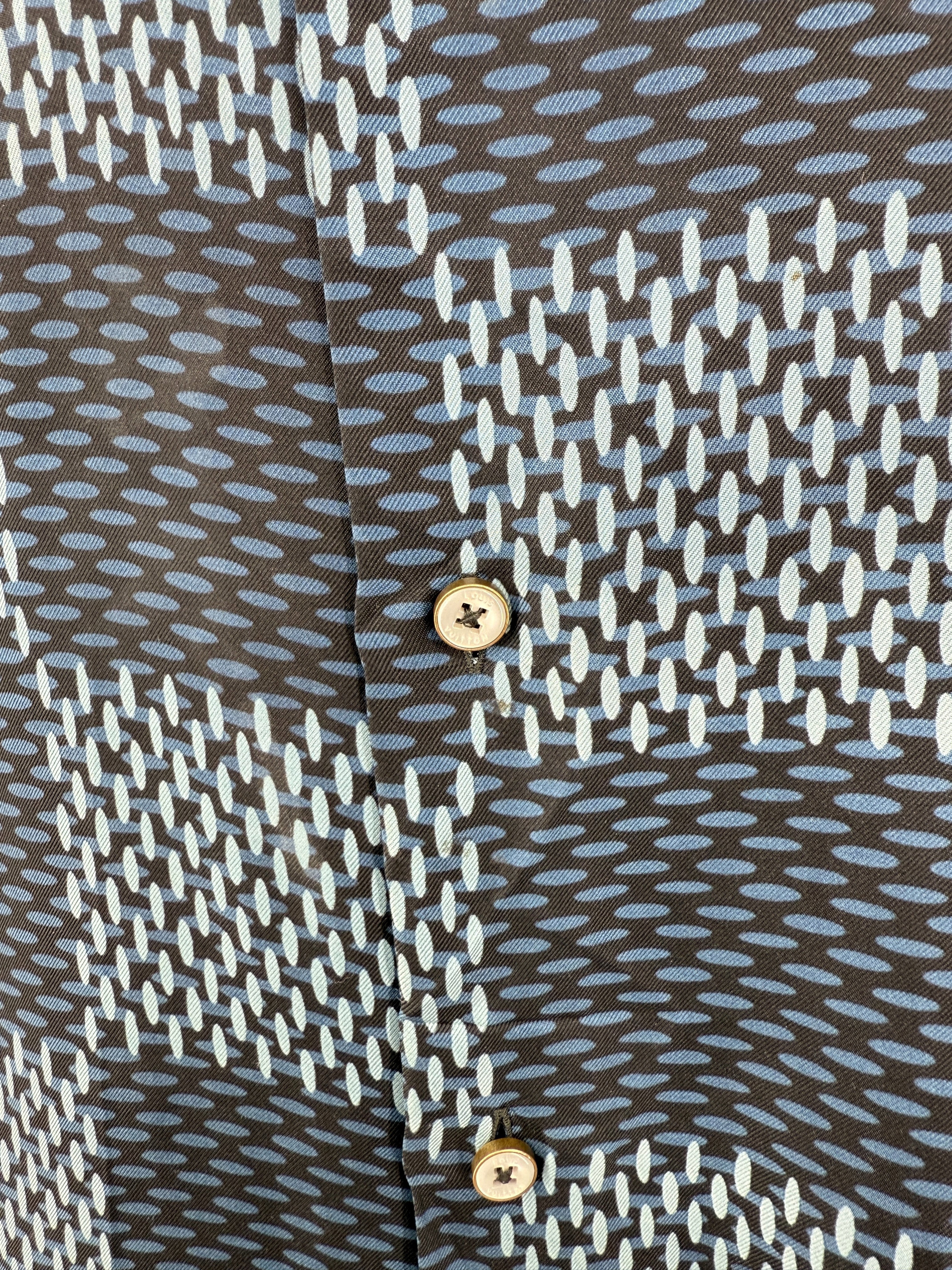 Louis Vuitton Damier Short-Sleeved Silk Shirt - Blue Louis Vuitton