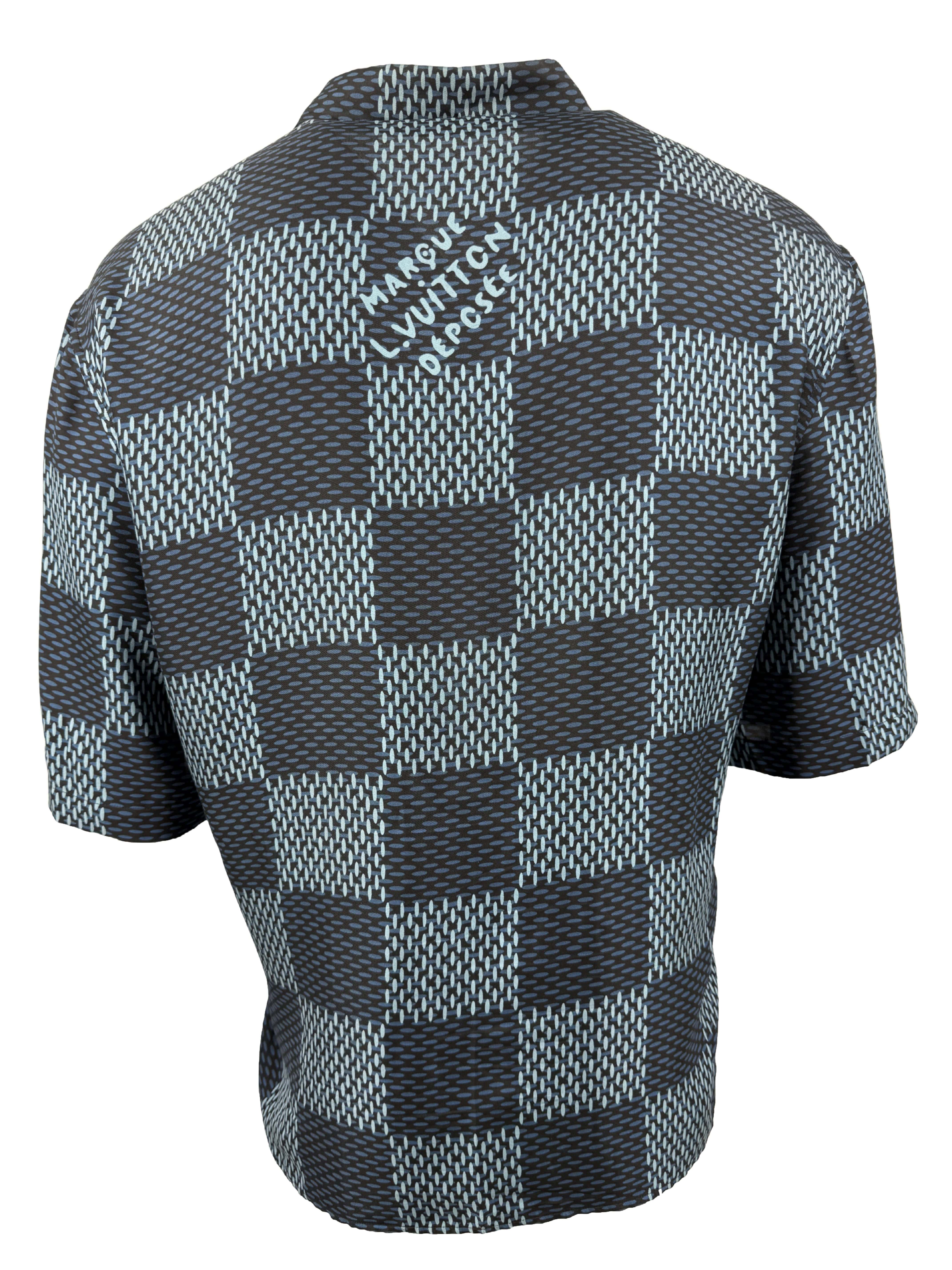 Louis Vuitton Damier Short-Sleeved Silk Shirt - Blue Louis Vuitton