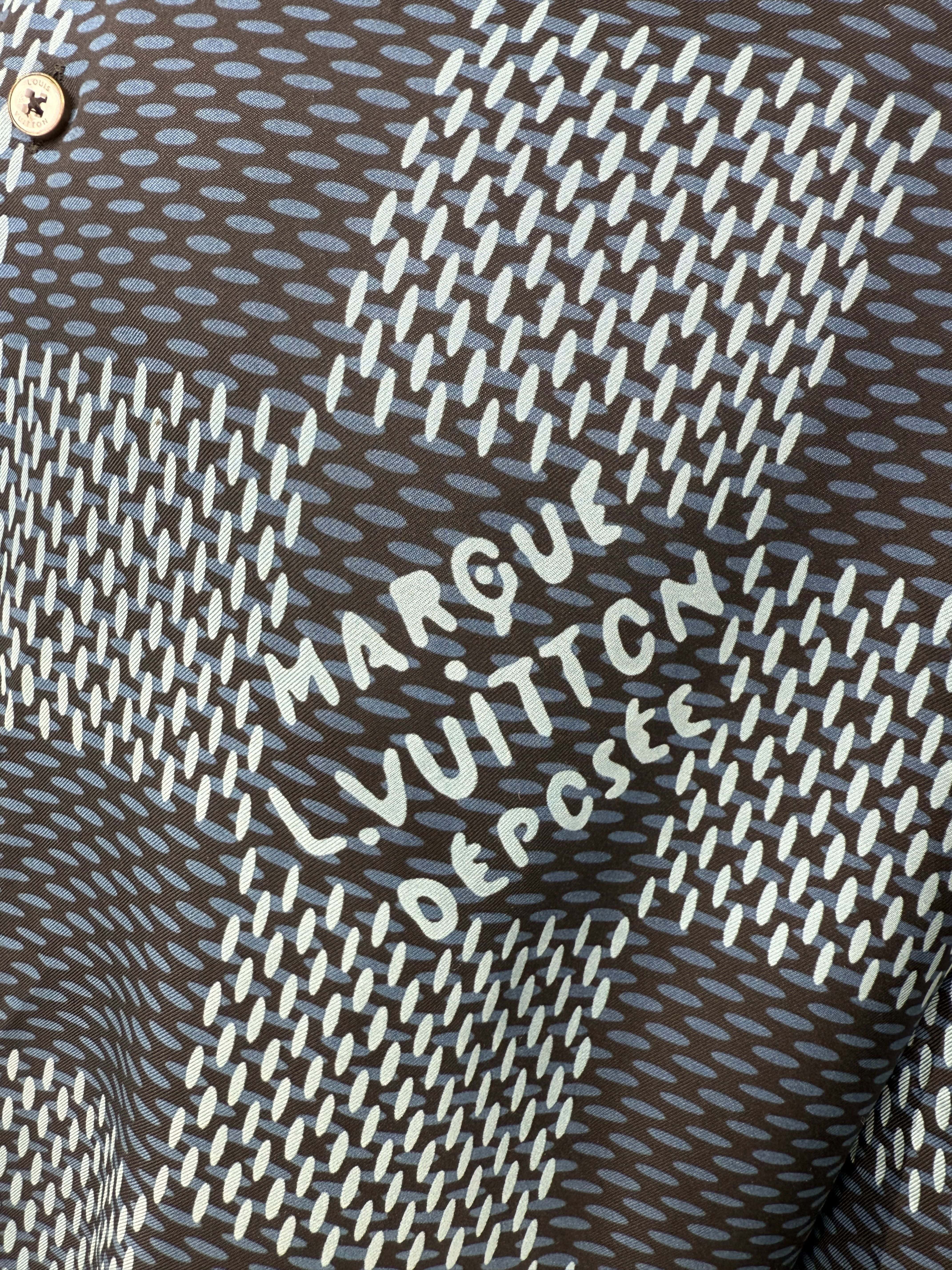 Louis Vuitton Damier Short-Sleeved Silk Shirt - Blue Louis Vuitton