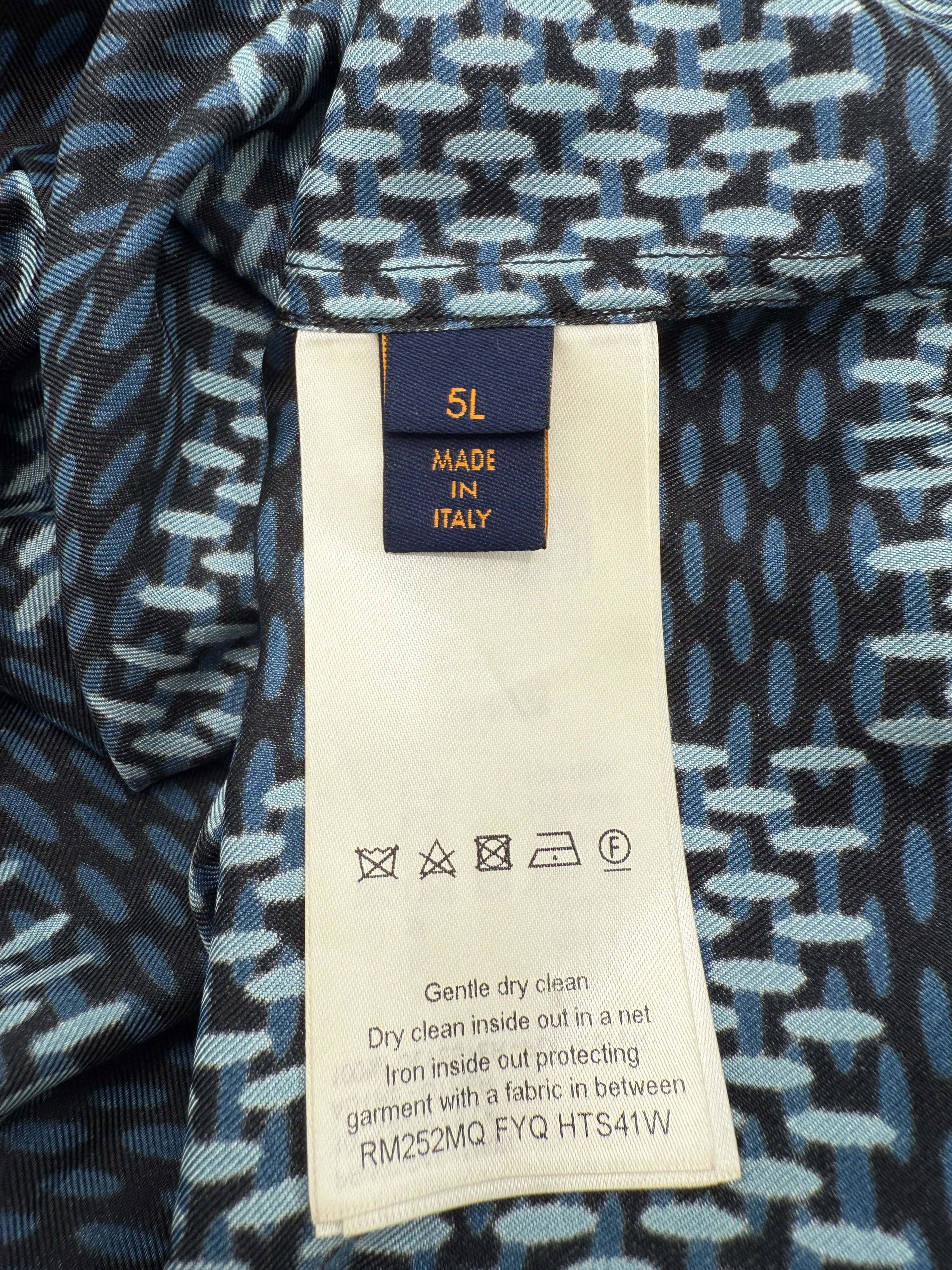 Louis Vuitton Damier Short-Sleeved Silk Shirt - Blue Louis Vuitton