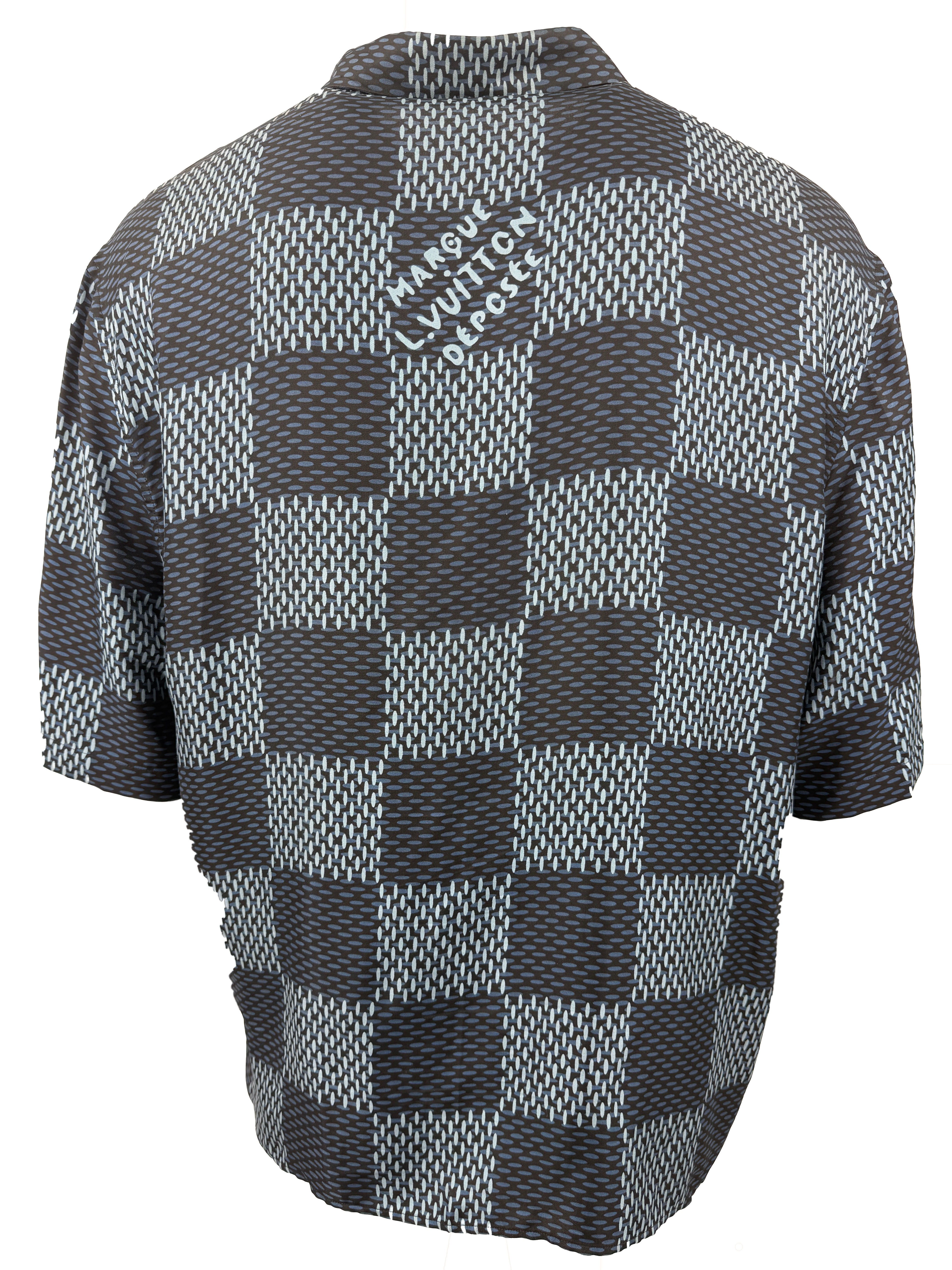 Louis Vuitton Damier Short-Sleeved Silk Shirt - Blue Louis Vuitton