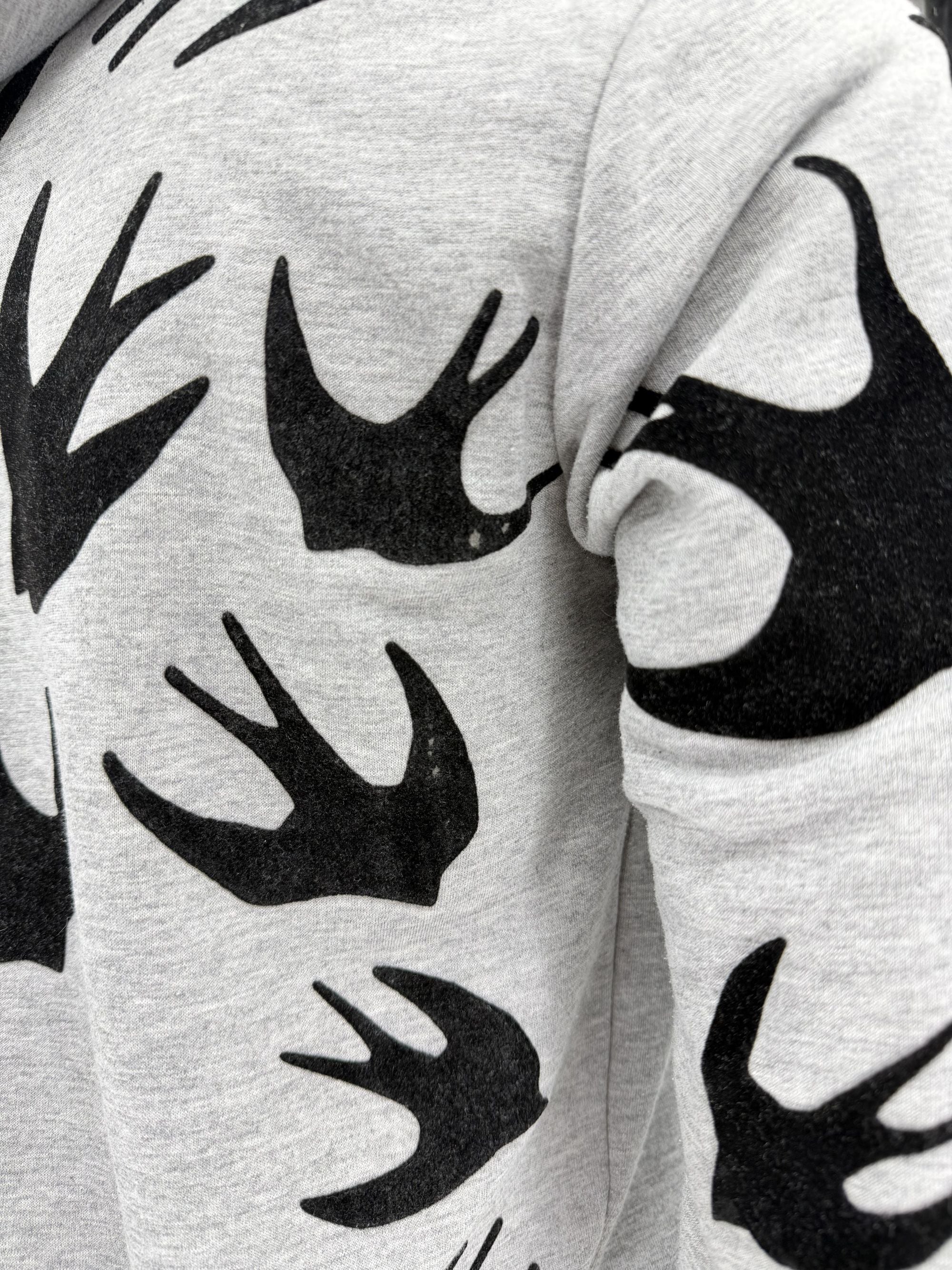 Alexander Mcqueen Swallows Hoodie - Grey Alexander McQueen