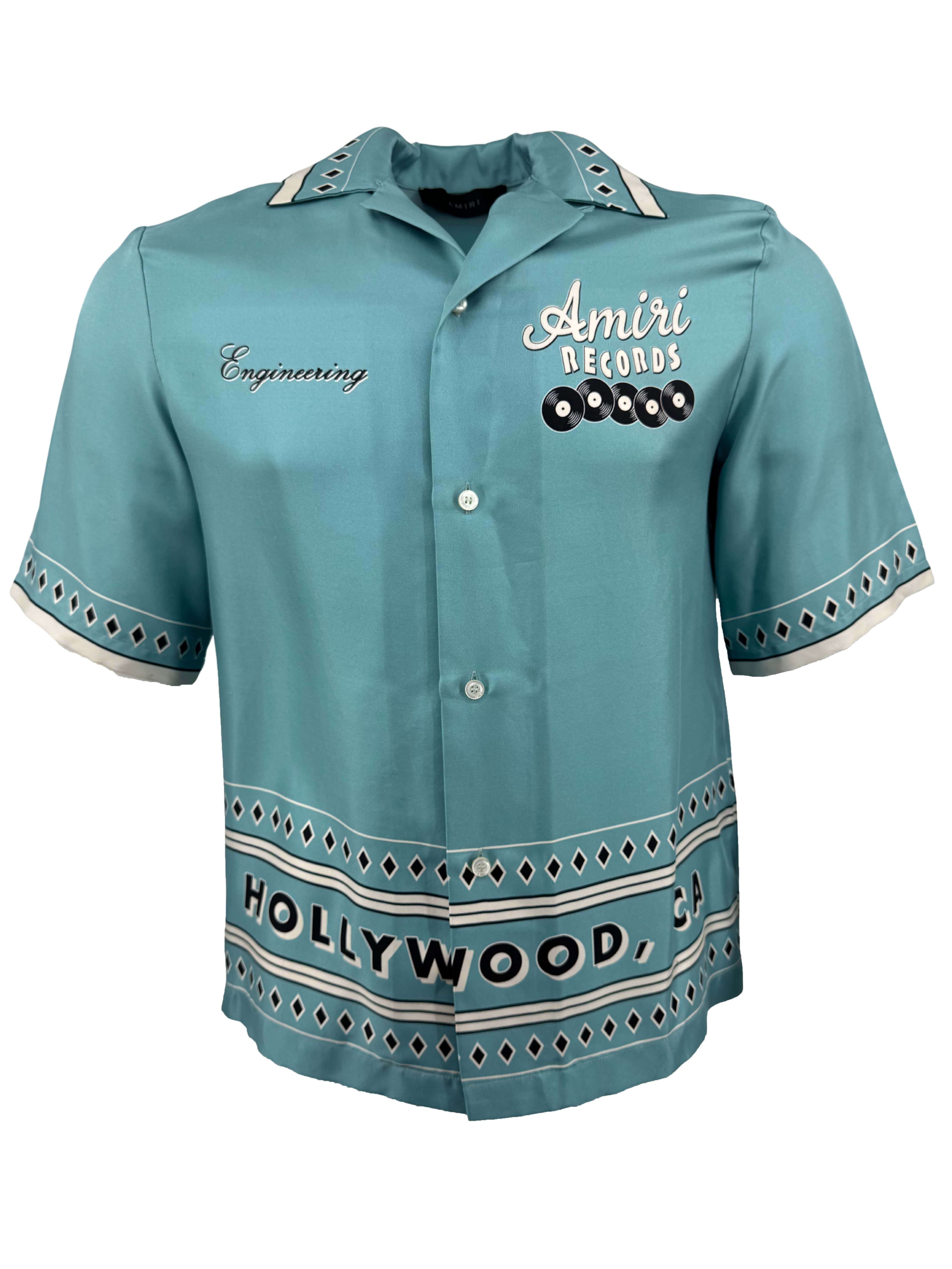 Amiri Records Silk Shirt - Blue Amiri