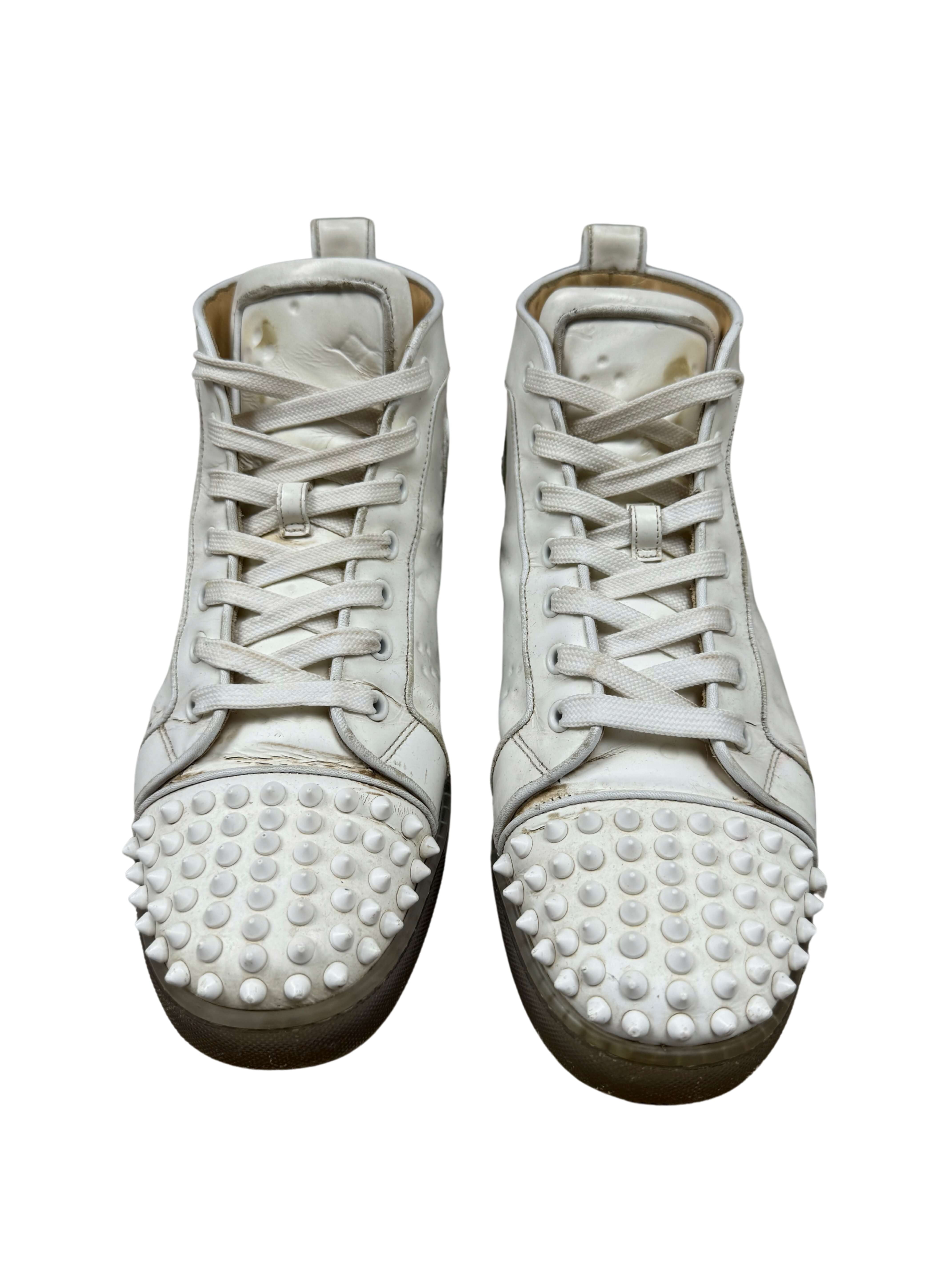 Christian Louboutin Flat Calf Leather Spikes - White Christian Louboutin