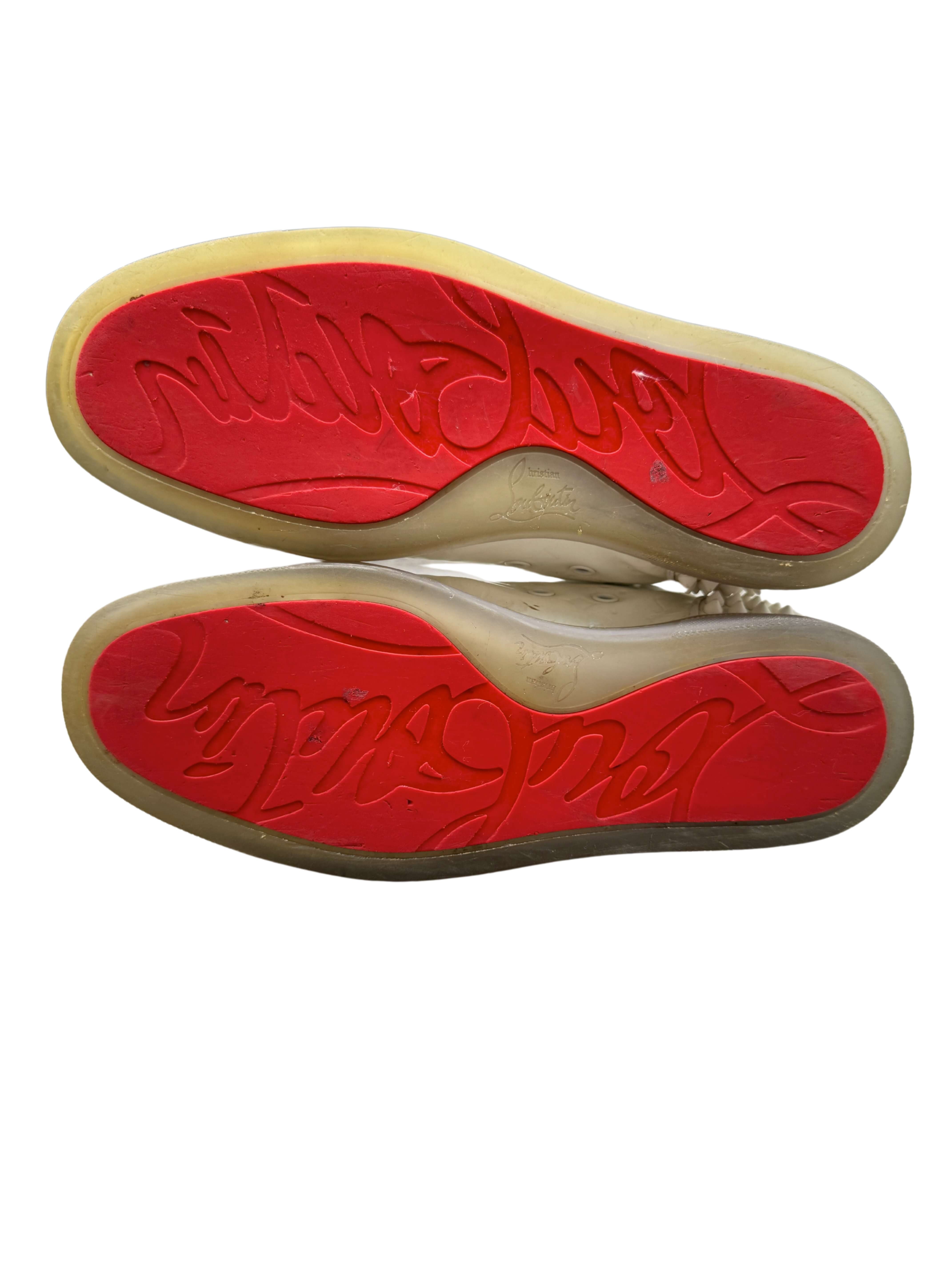 Christian Louboutin Flat Calf Leather Spikes - White Christian Louboutin