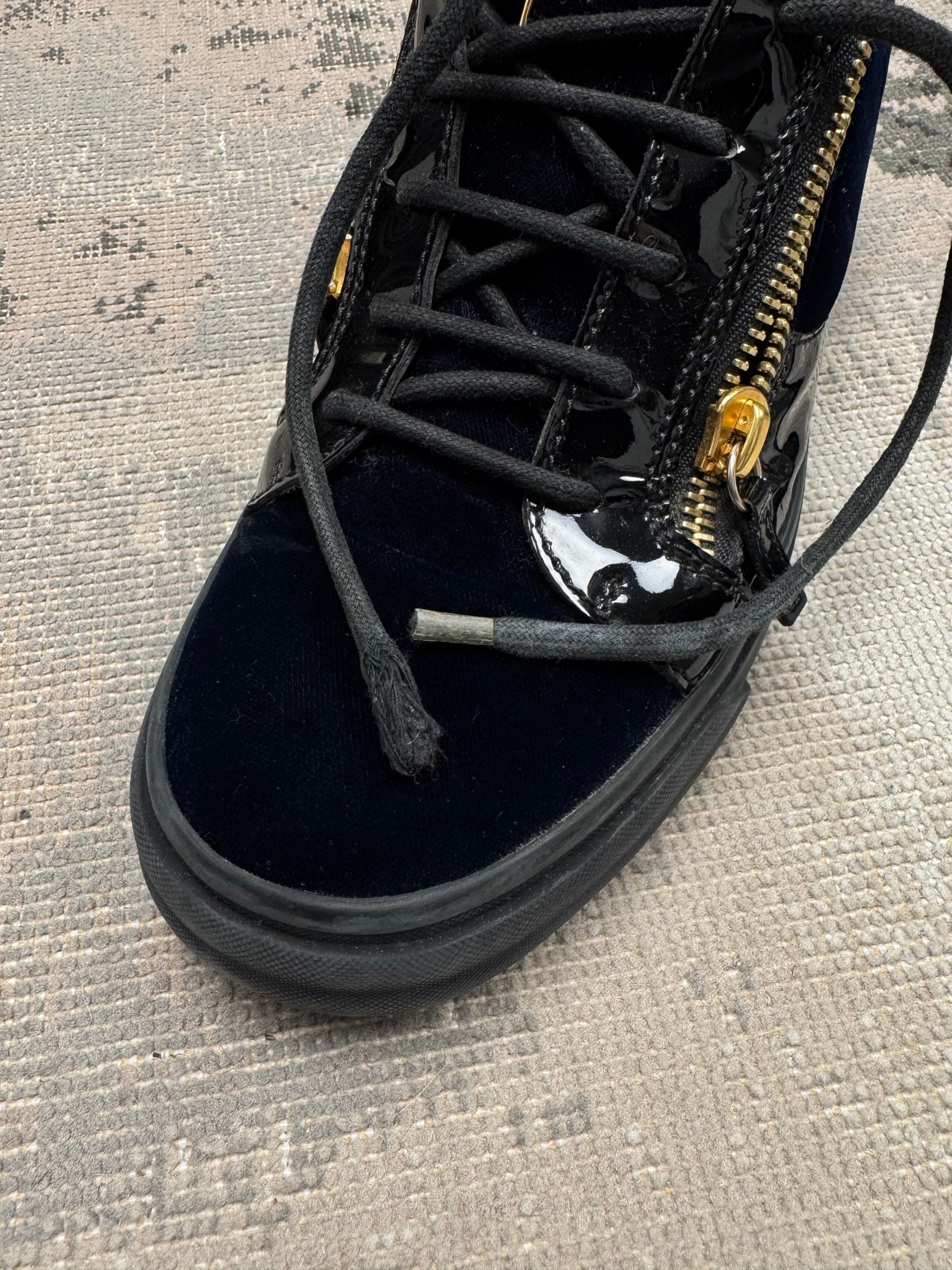Giuseppe Zanotti Velvet Panel Low Trainer - Navy Giuseppe Zanotti