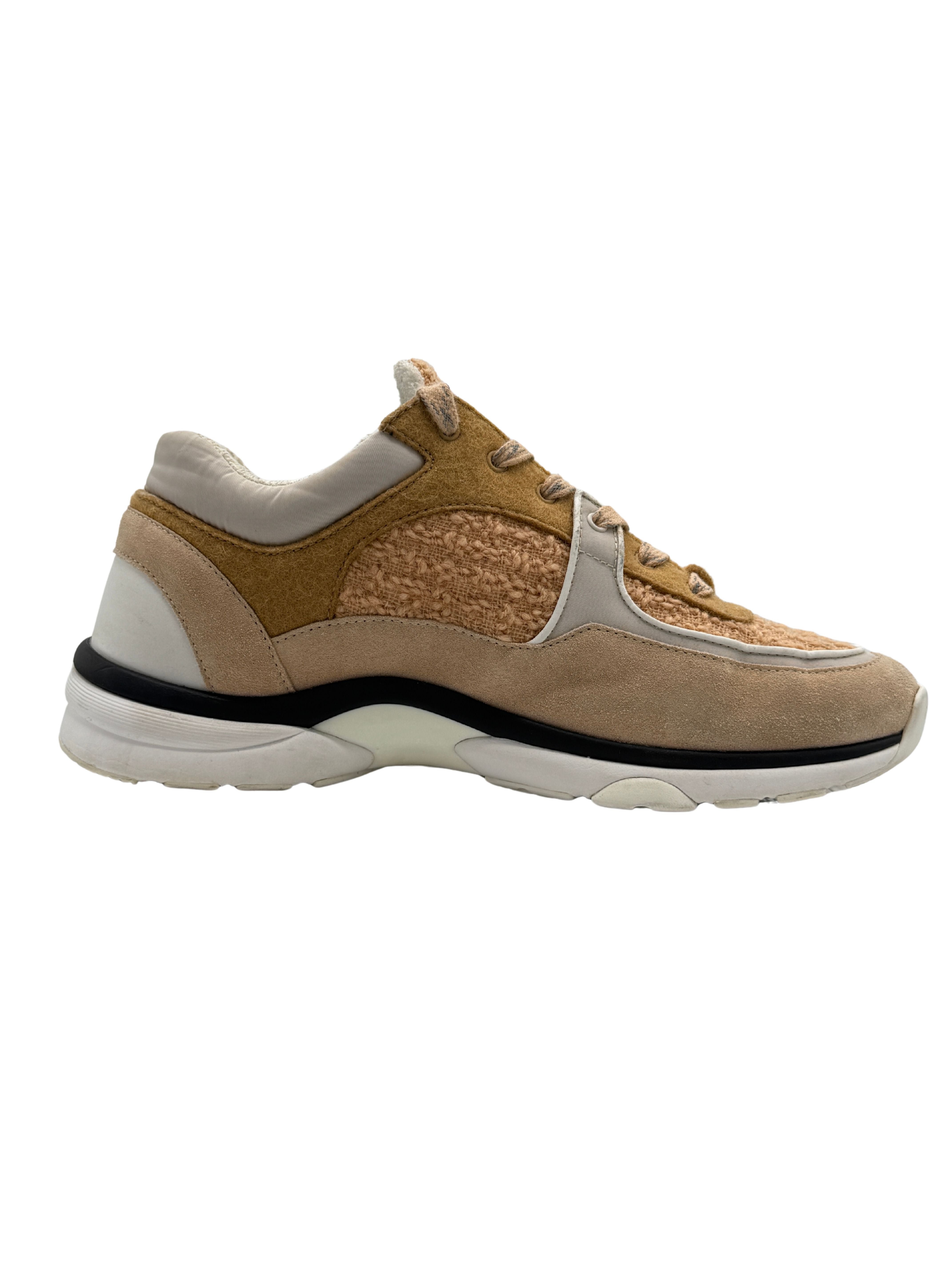 Chanel CC Tweed Runner Trainer - Beige
