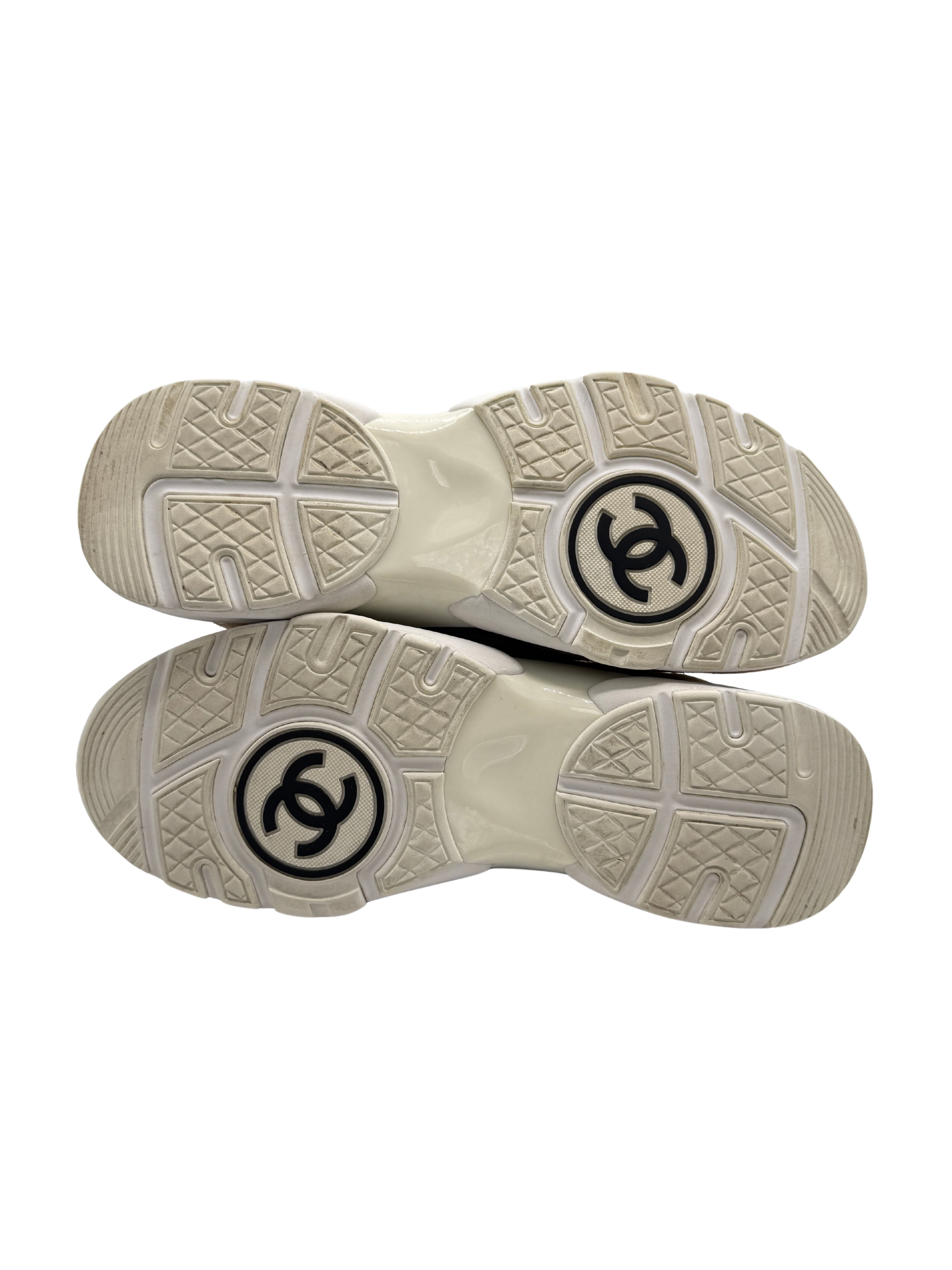 Chanel CC Tweed Runner Trainer - Beige