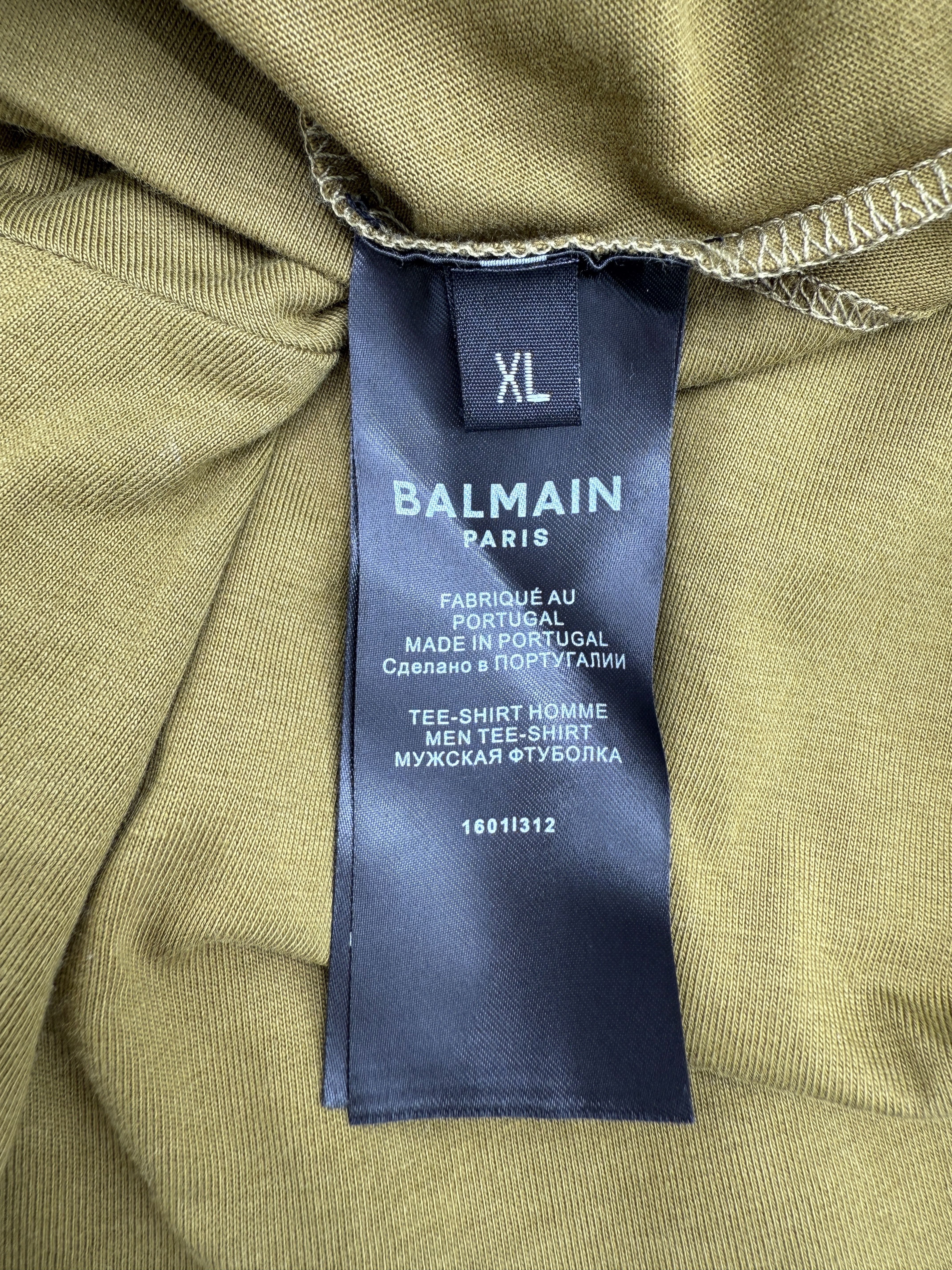 Balmain Logo-Embossed Cotton T-Shirt - Olive (Unused) Balmain