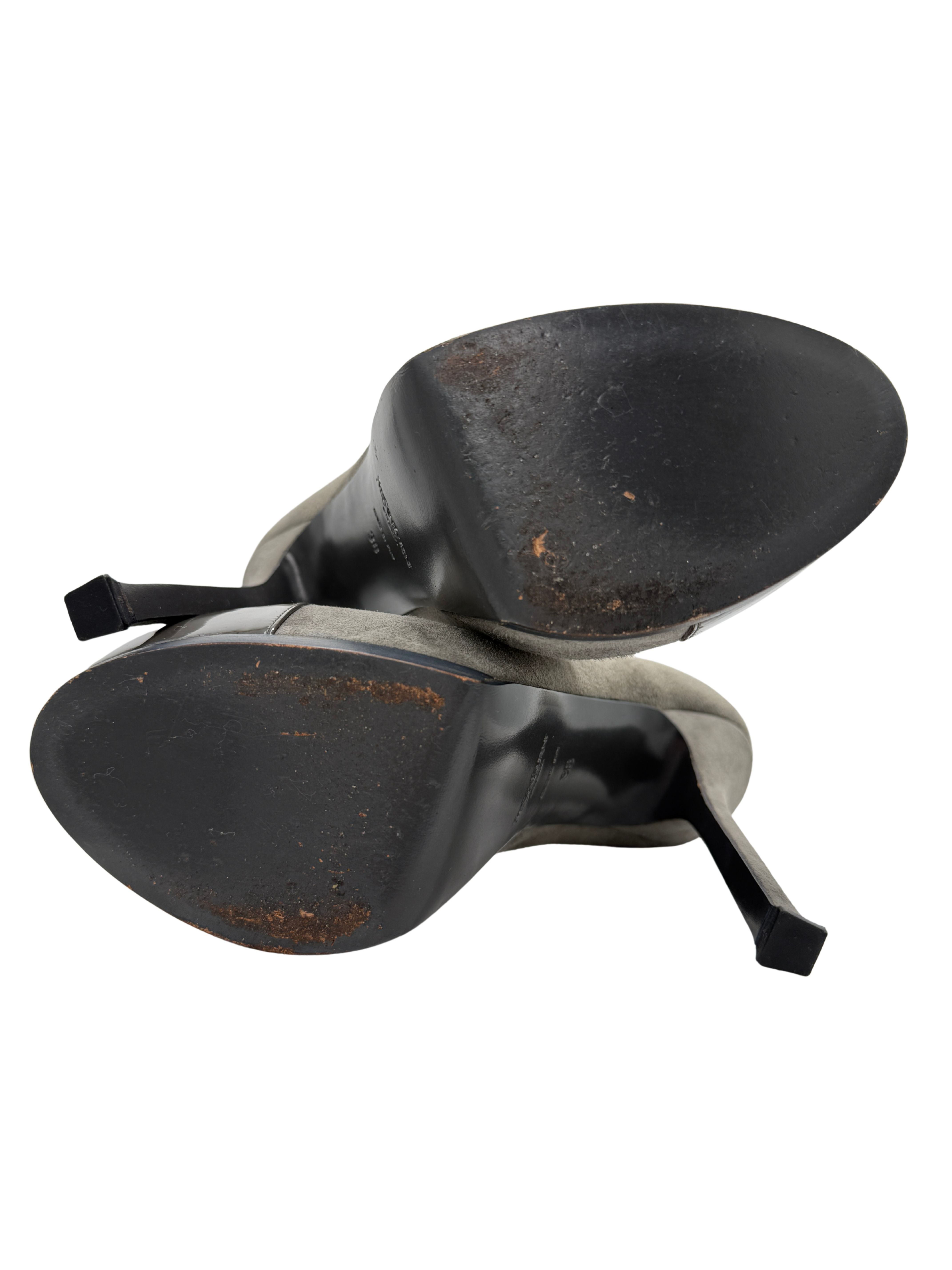 Yves Saint Laurent Suede Tribtoo Platform Pumps - Grey