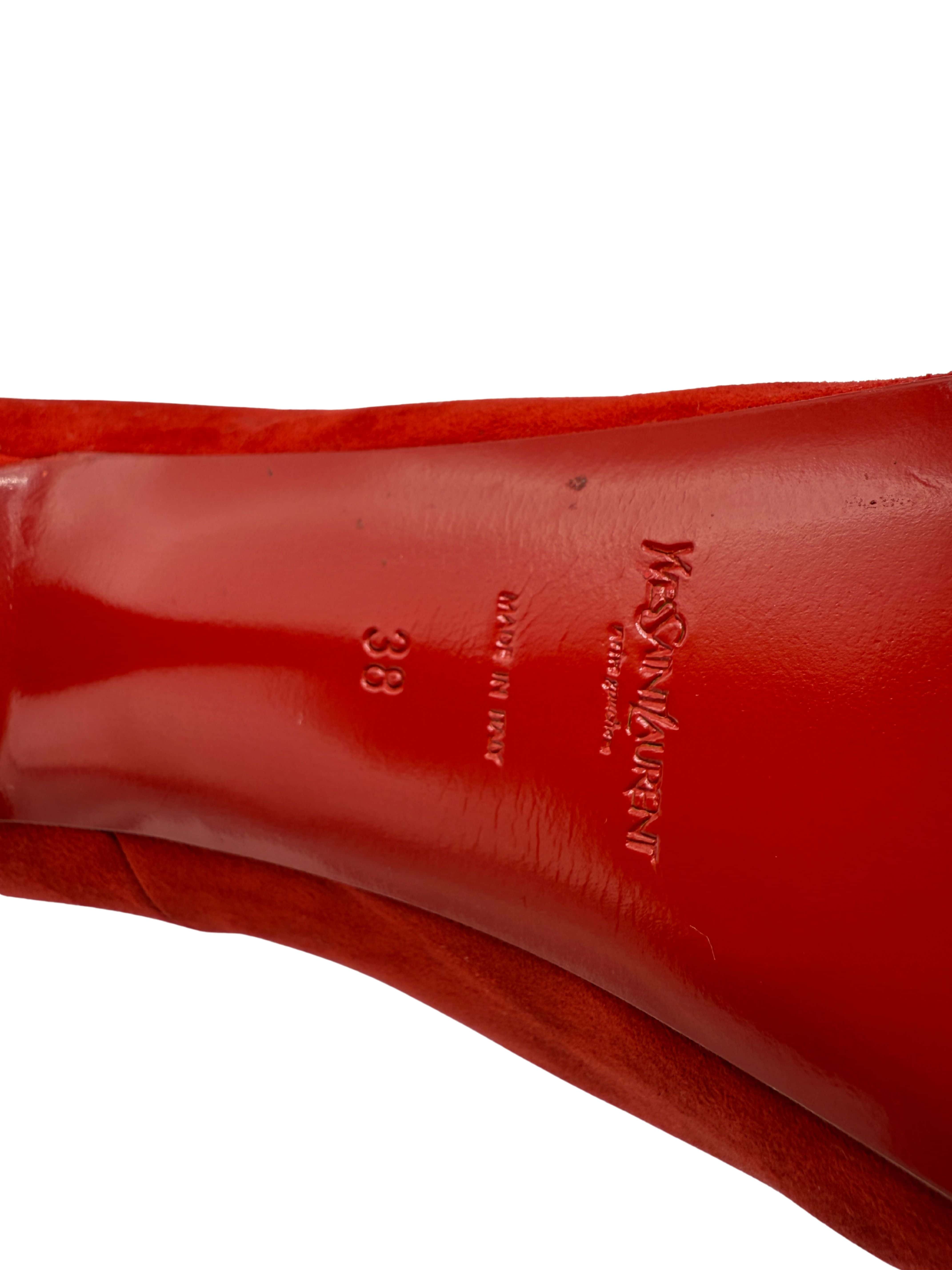 Yves Saint Laurent Suede Tribtoo Platform Pump - Red