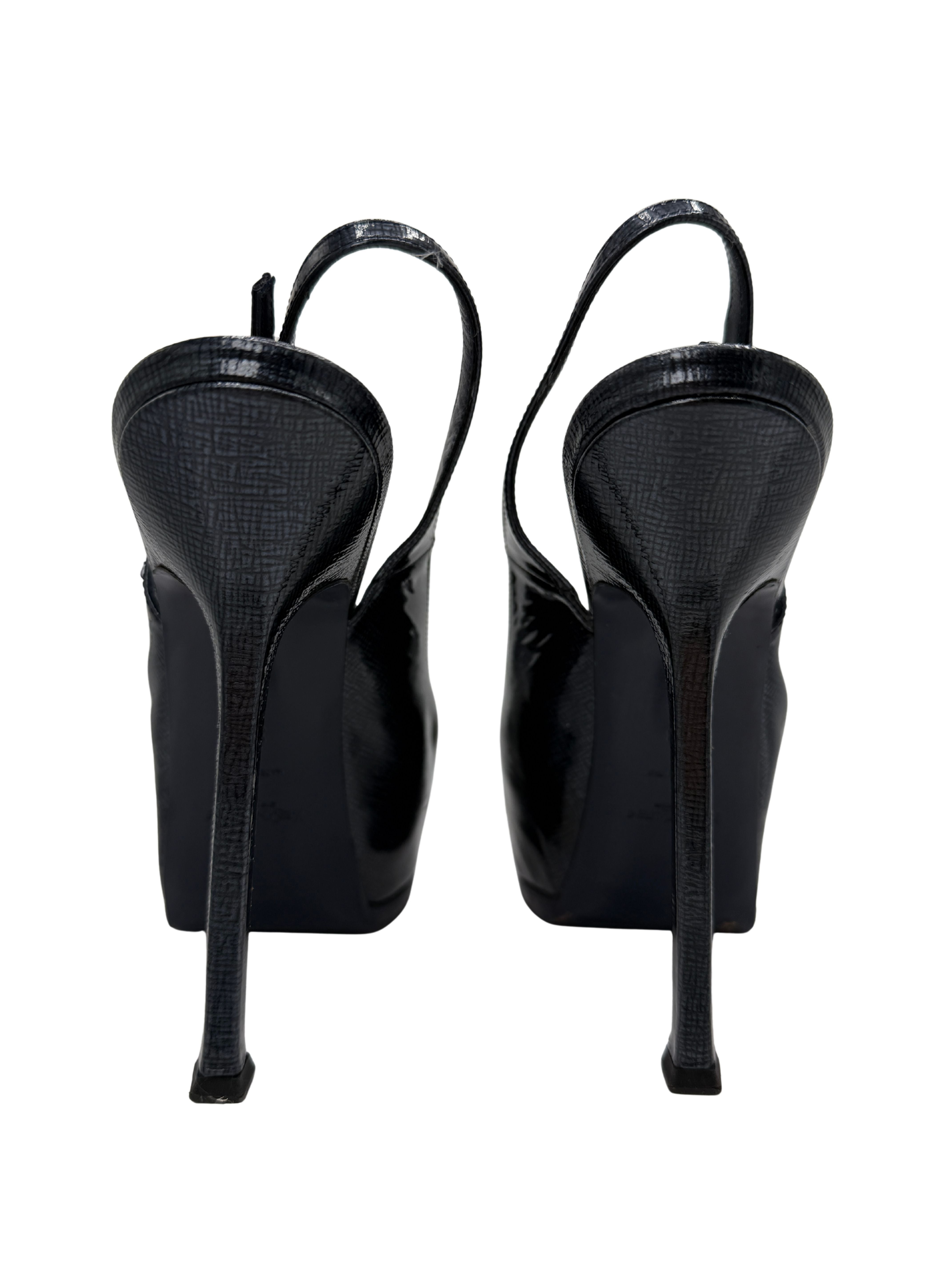 Yves Saint Laurent Tribtoo Slingback Platform Heels - Blue