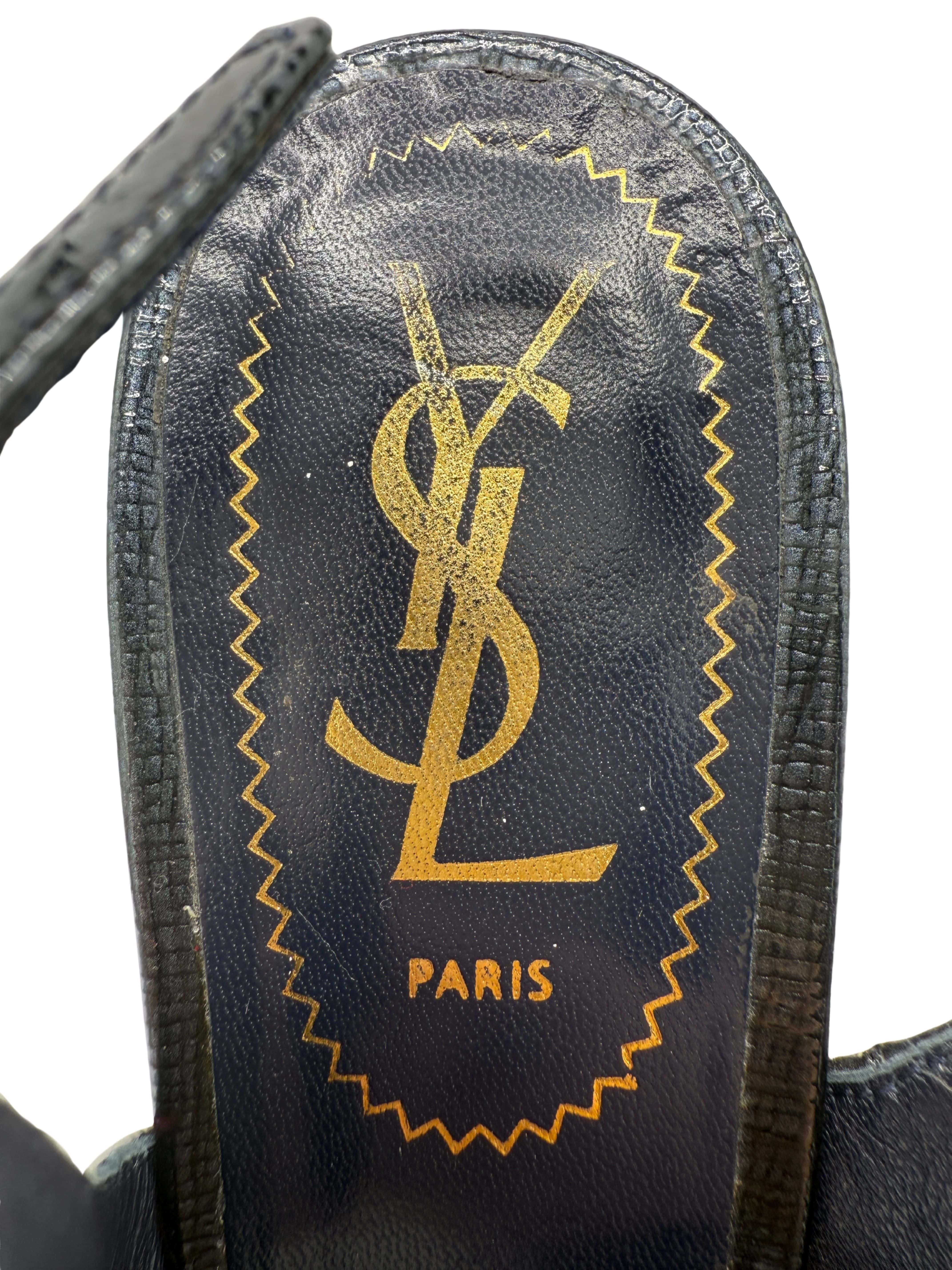 Yves Saint Laurent Tribtoo Slingback Platform Heels - Blue