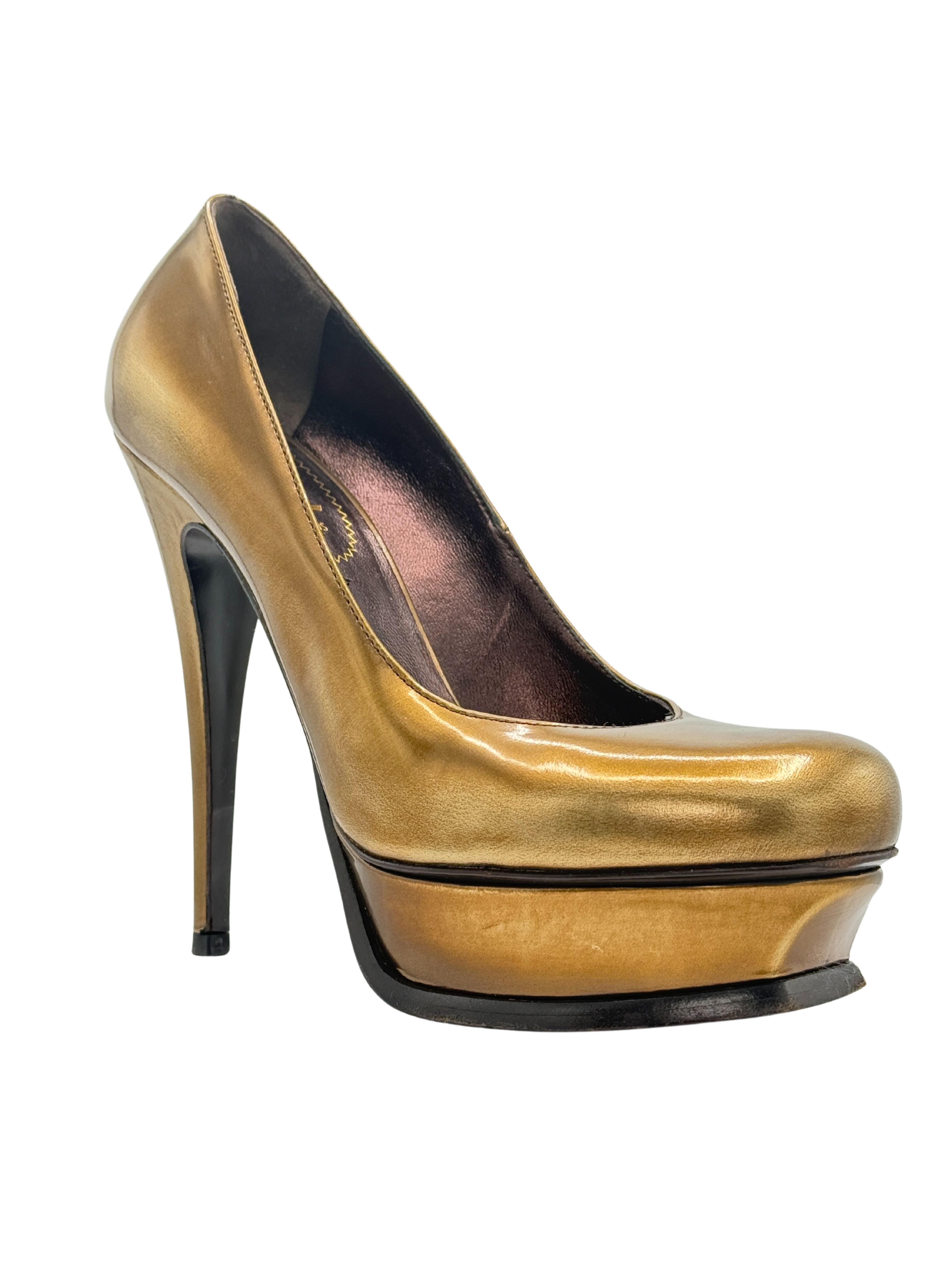 Yves Saint Laurent Tribute 105 Platform Pumps - Gold