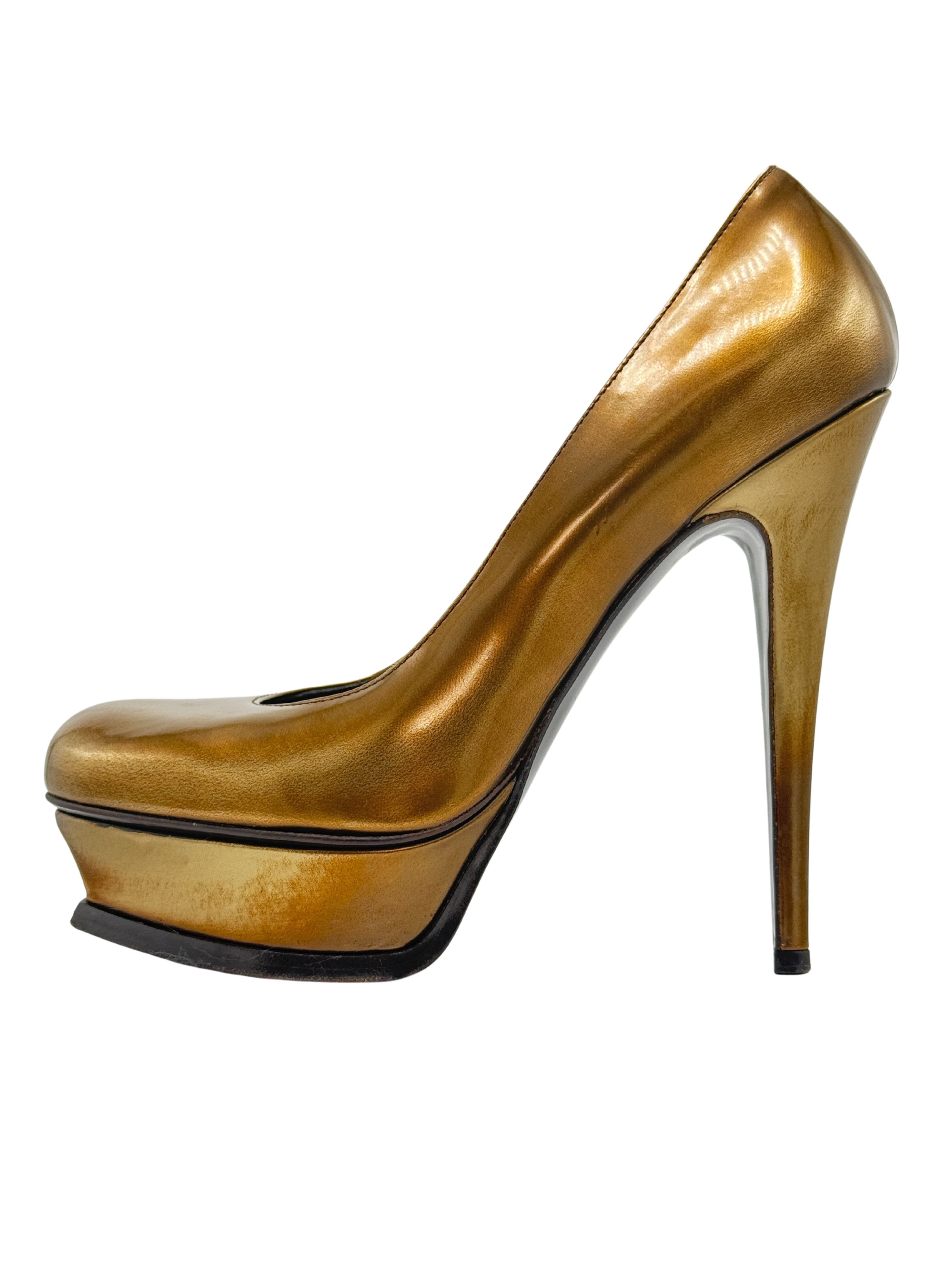 Yves Saint Laurent Tribute 105 Platform Pumps - Gold