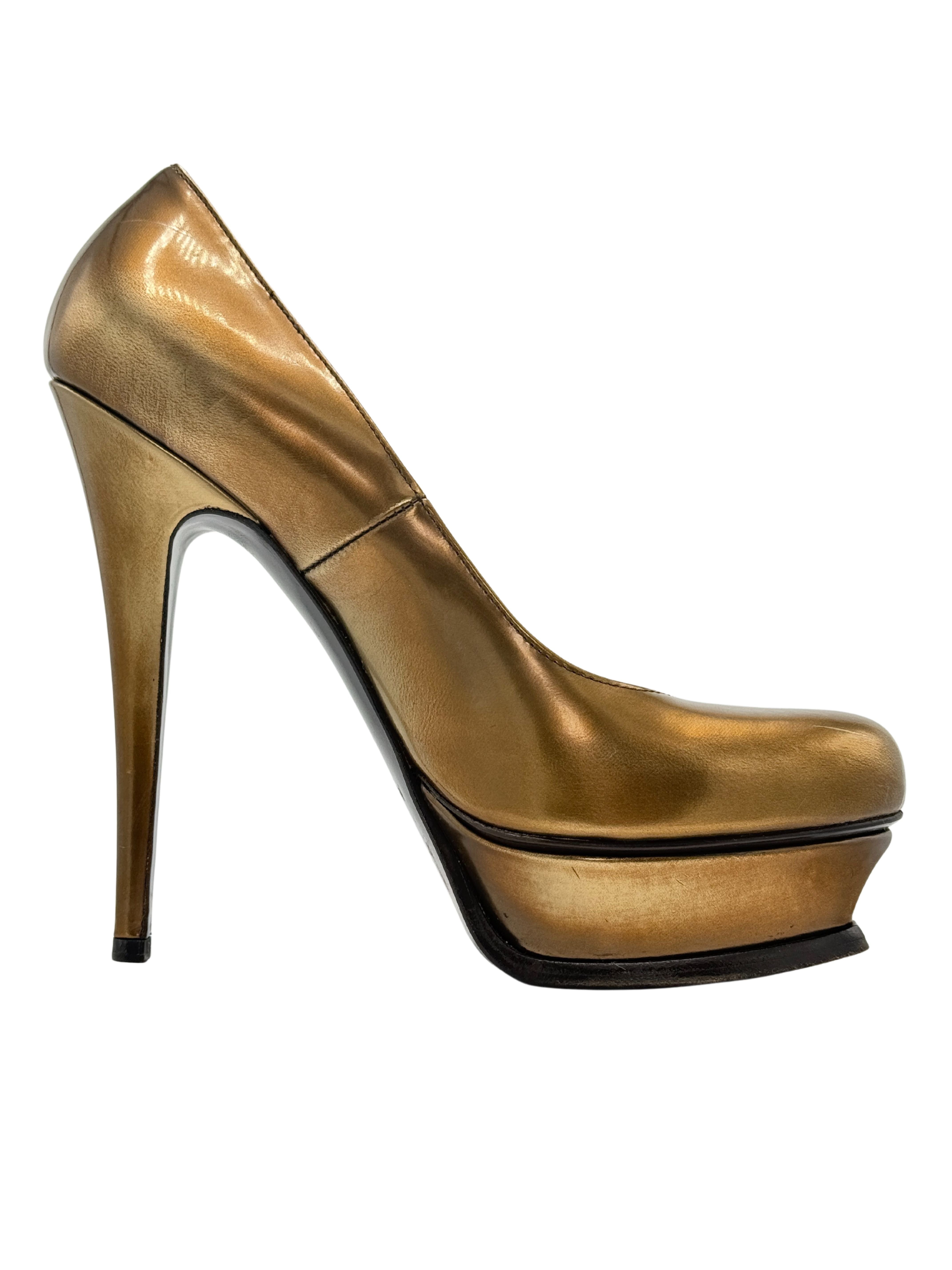Yves Saint Laurent Tribute 105 Platform Pumps - Gold