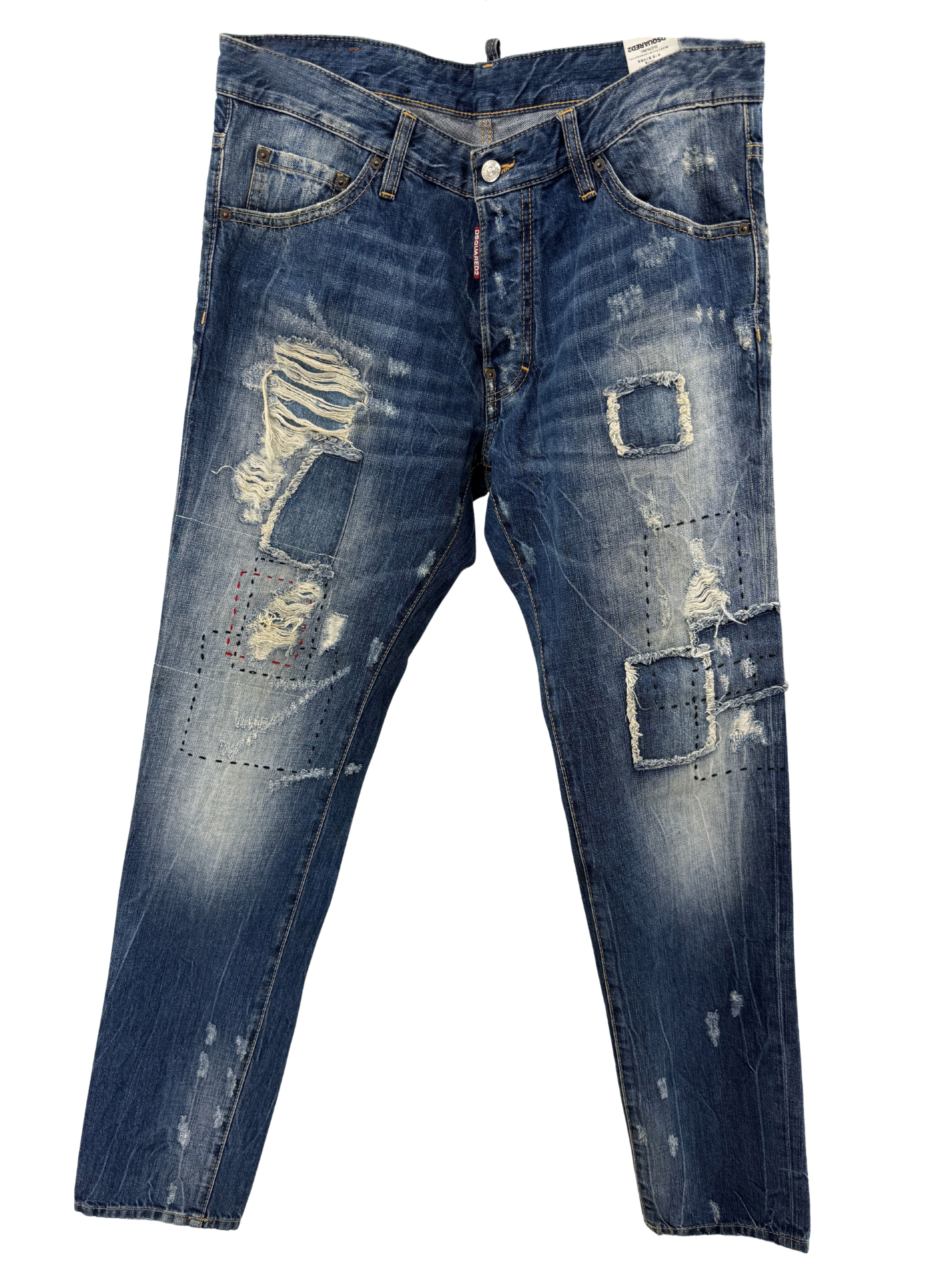 Dsquared2 Cool Guy Stitch Detail Distressed Jean - Dark Blue Dsquared2