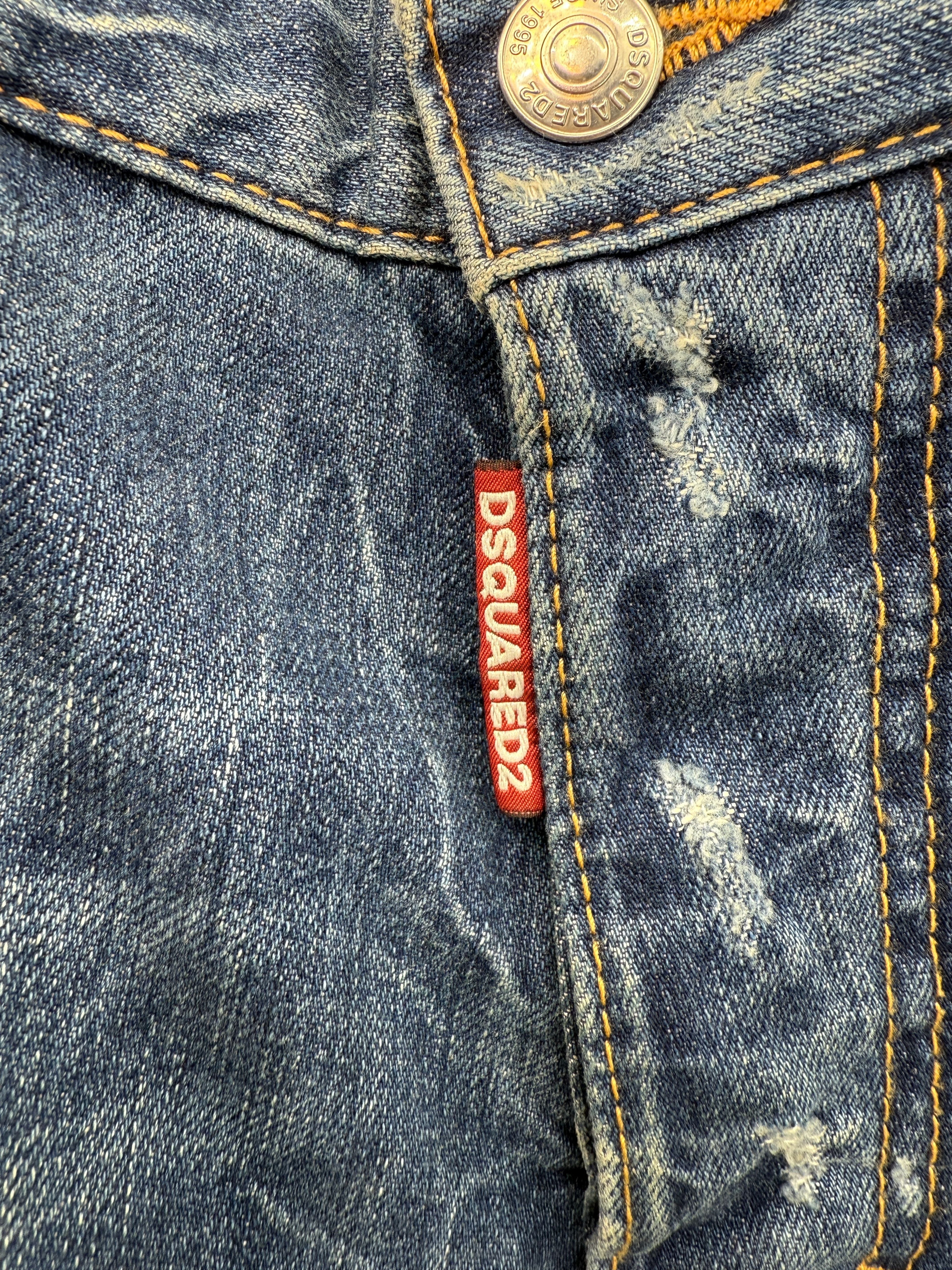 Dsquared2 Cool Guy Stitch Detail Distressed Jean - Dark Blue Dsquared2