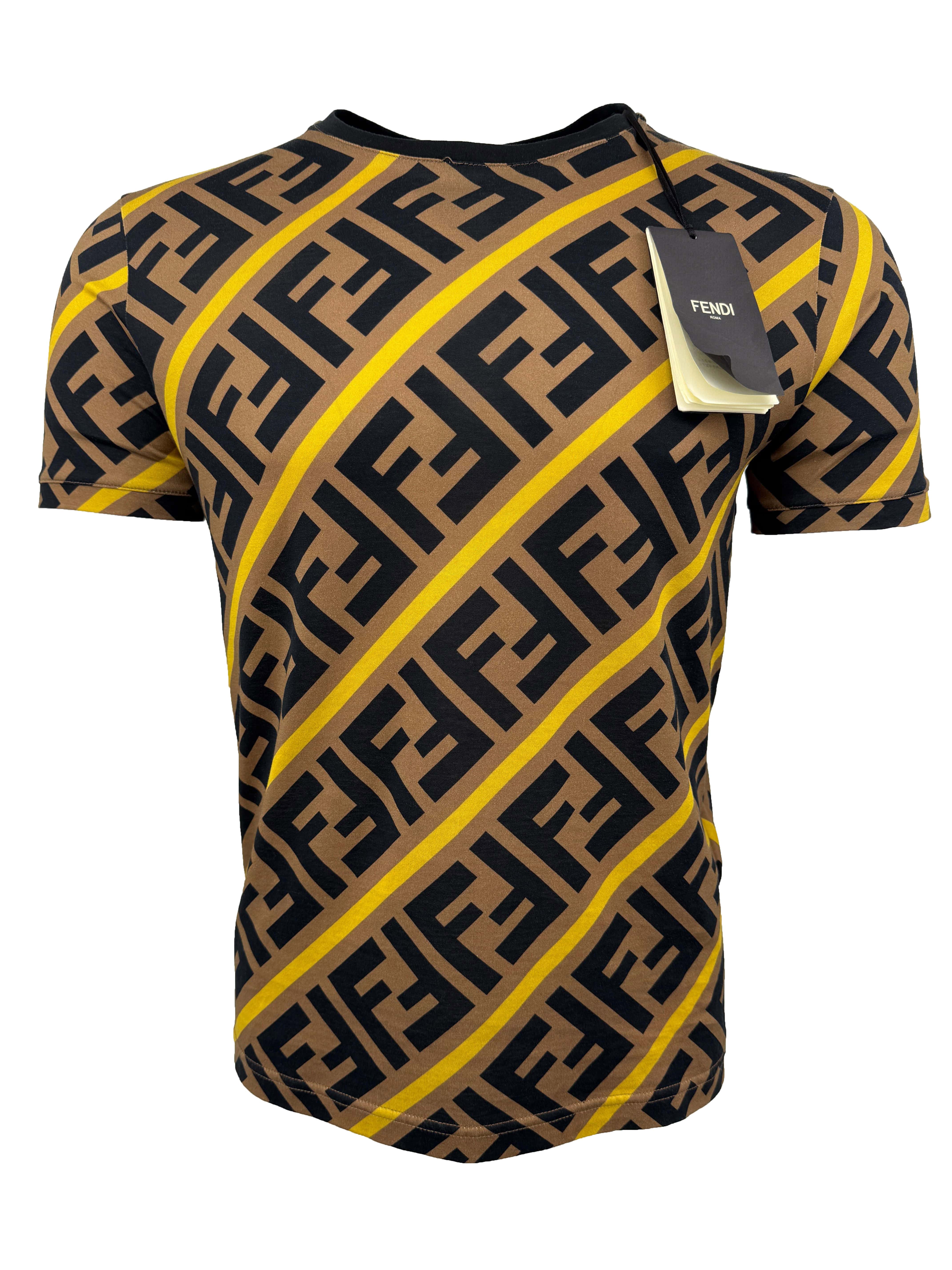 Fendi FF Stripe T-Shirt - Brown (Unused) Fendi