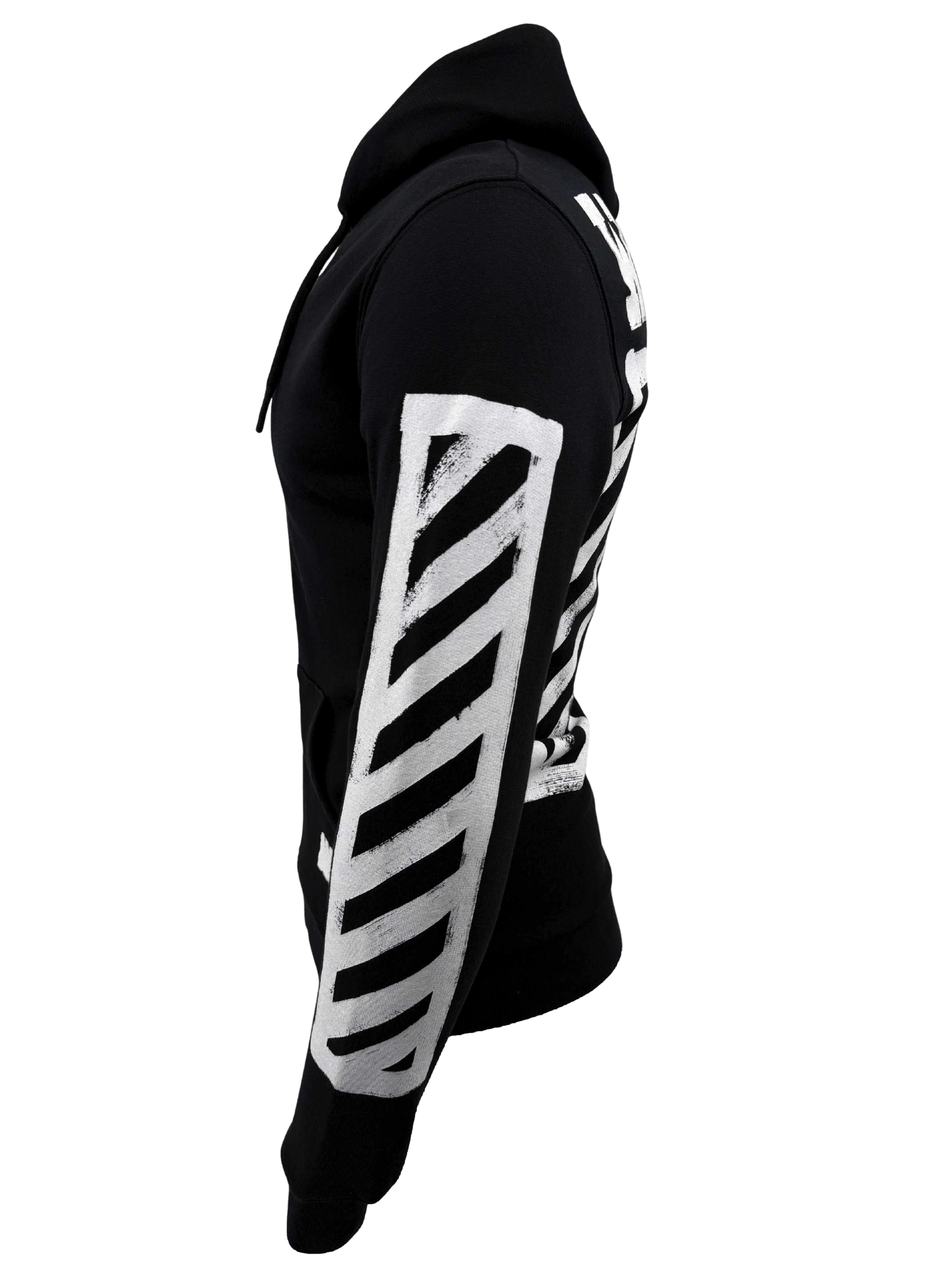 Off-White Brushed Paint Zip-Up Hoodie - Black