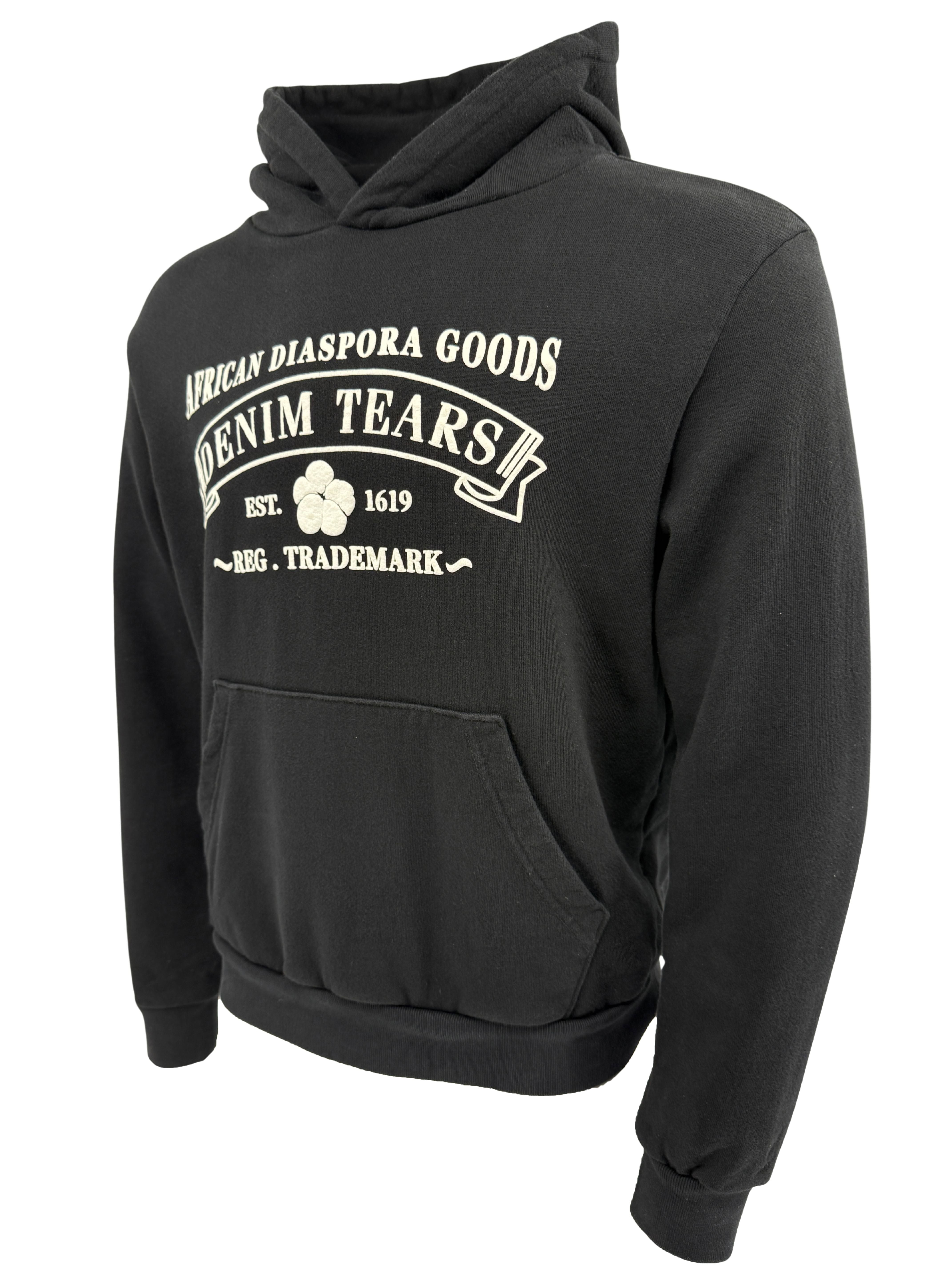 Denim Tears African Diaspora Goods White Puff Print Hoodie - Black