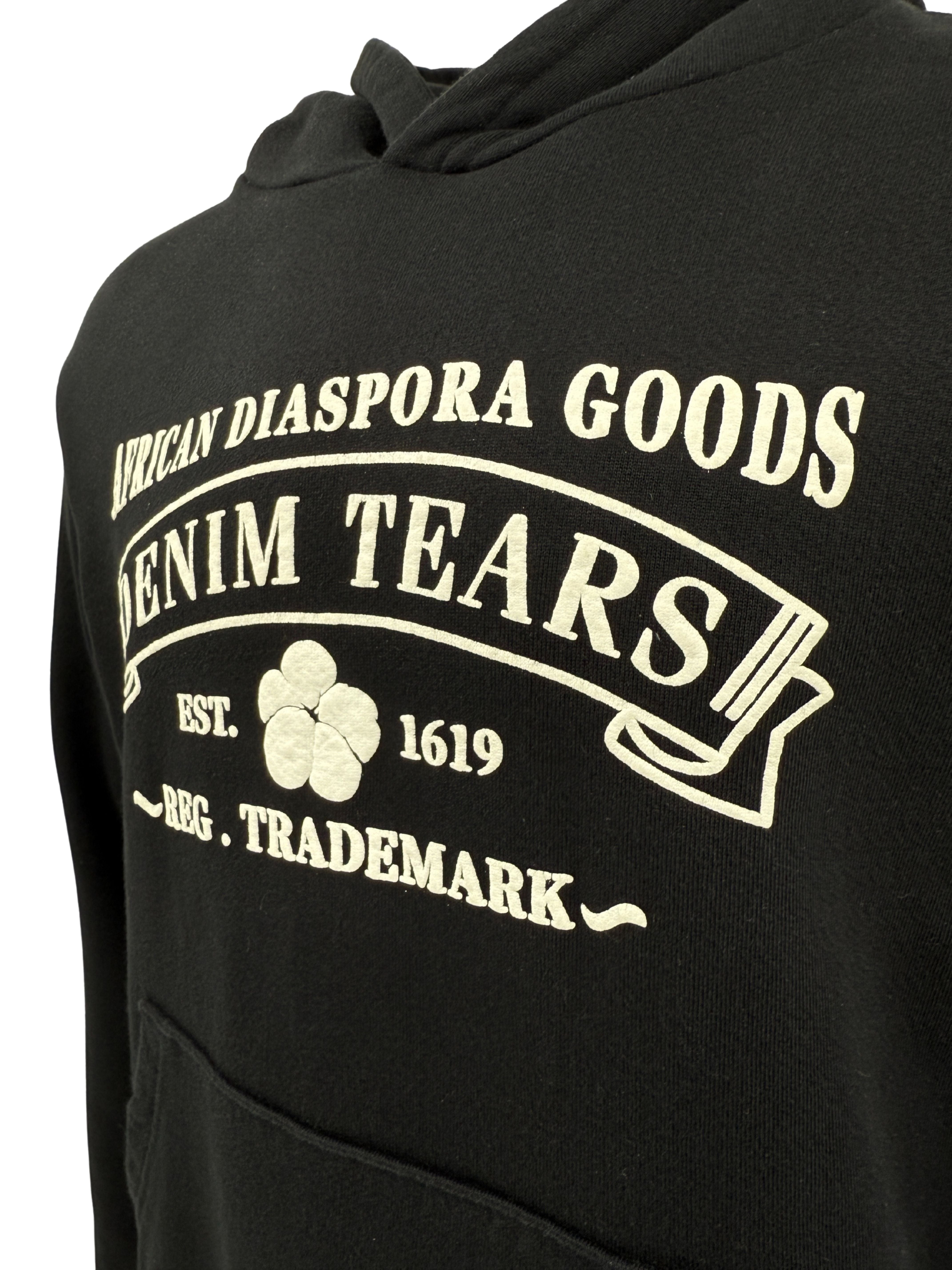 Denim Tears African Diaspora Goods White Puff Print Hoodie - Black