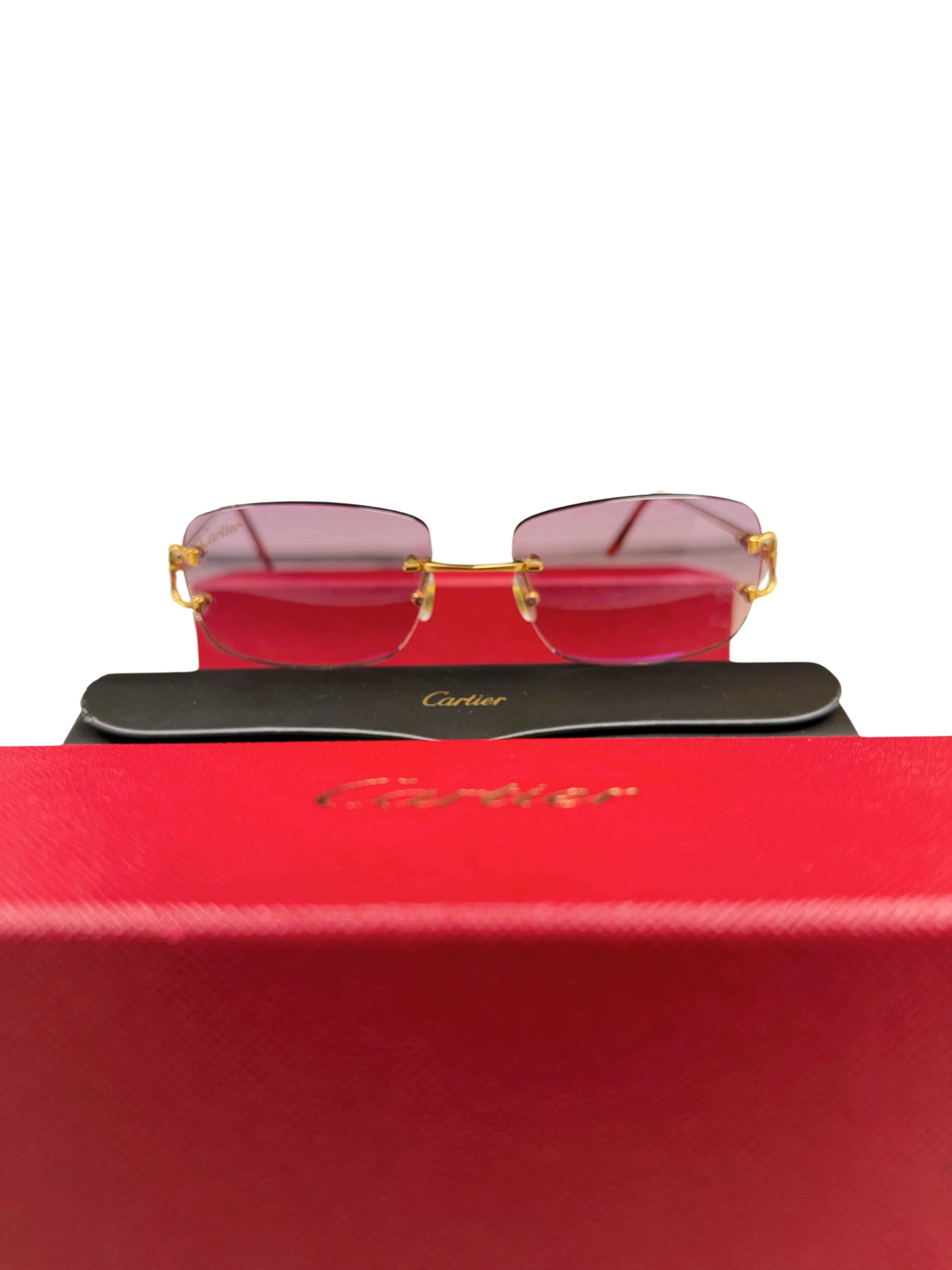 Cartier CT00920 001 Rimless Sunglasses - Gold/Purple Cartier