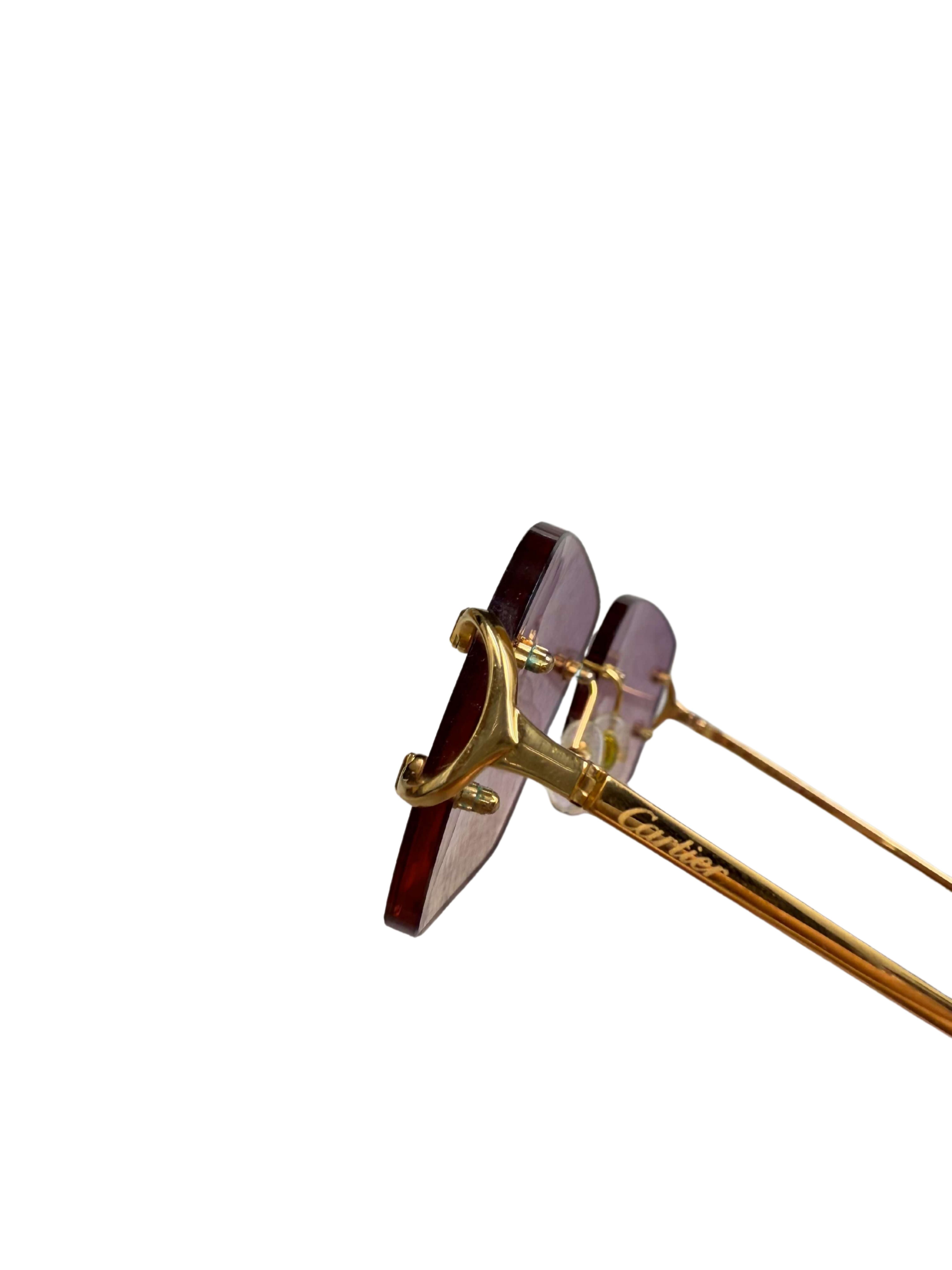 Cartier CT00920 001 Rimless Sunglasses - Gold/Purple Cartier