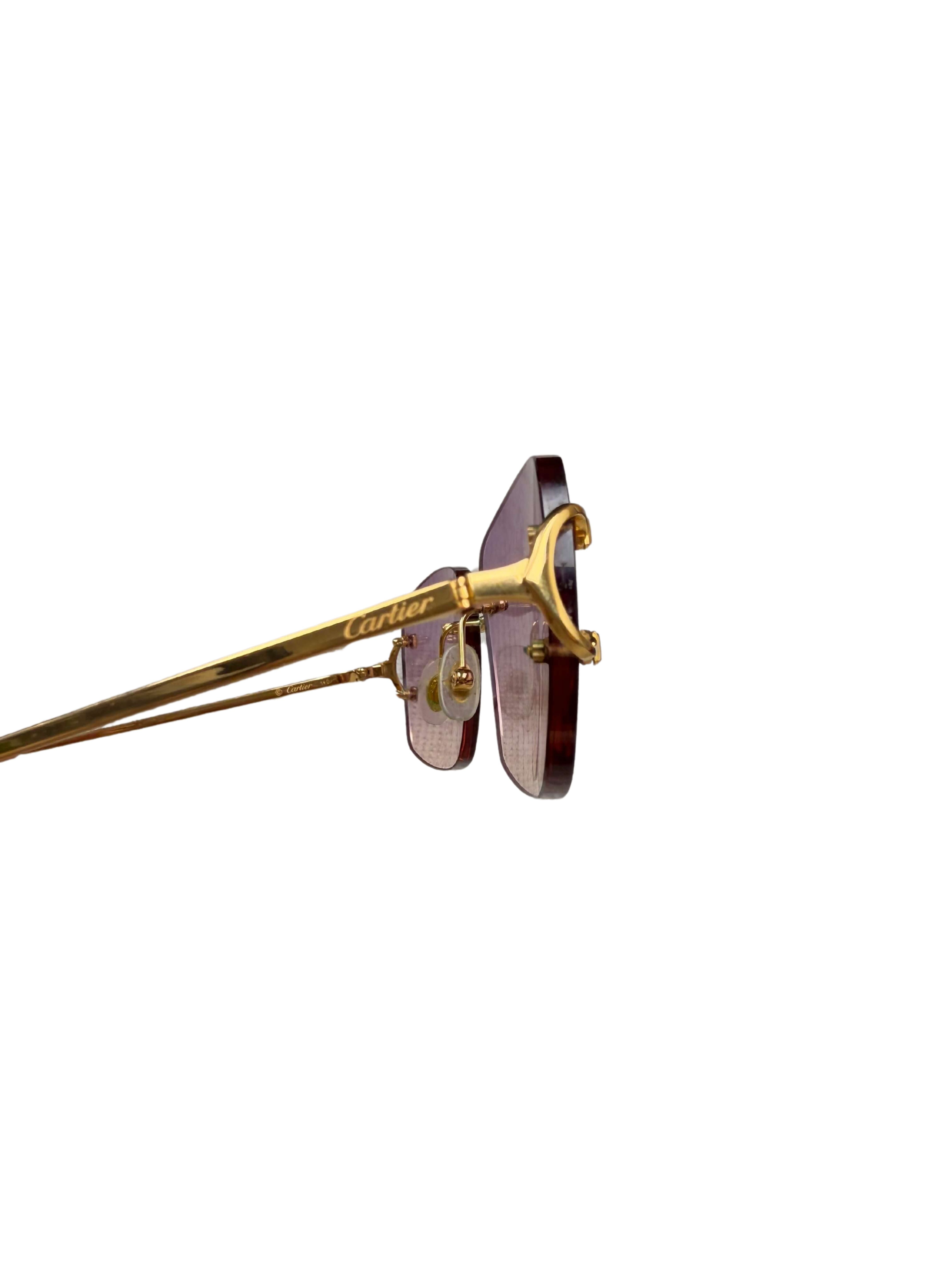 Cartier CT00920 001 Rimless Sunglasses - Gold/Purple Cartier