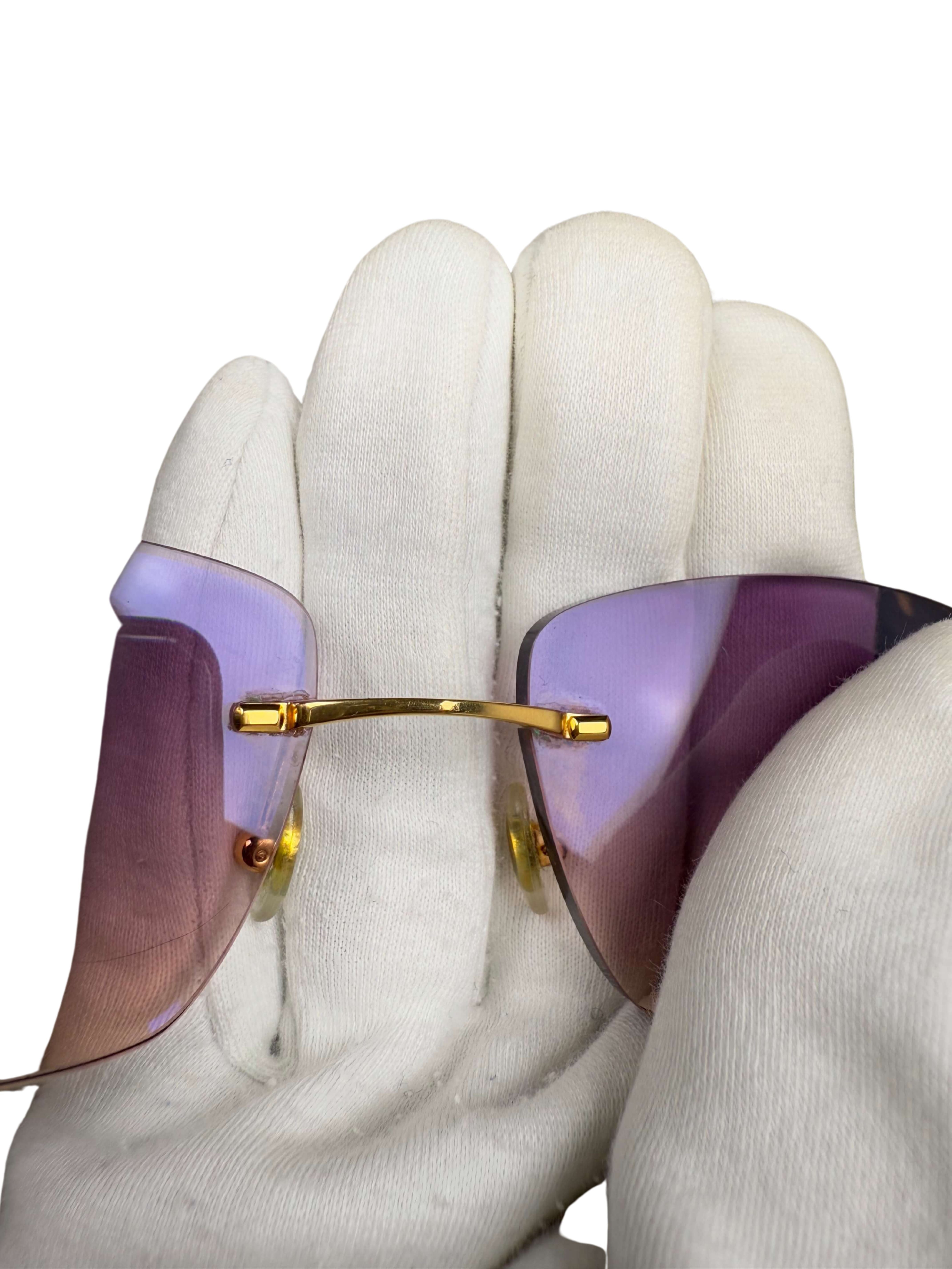 Cartier CT00920 001 Rimless Sunglasses - Gold/Purple Cartier