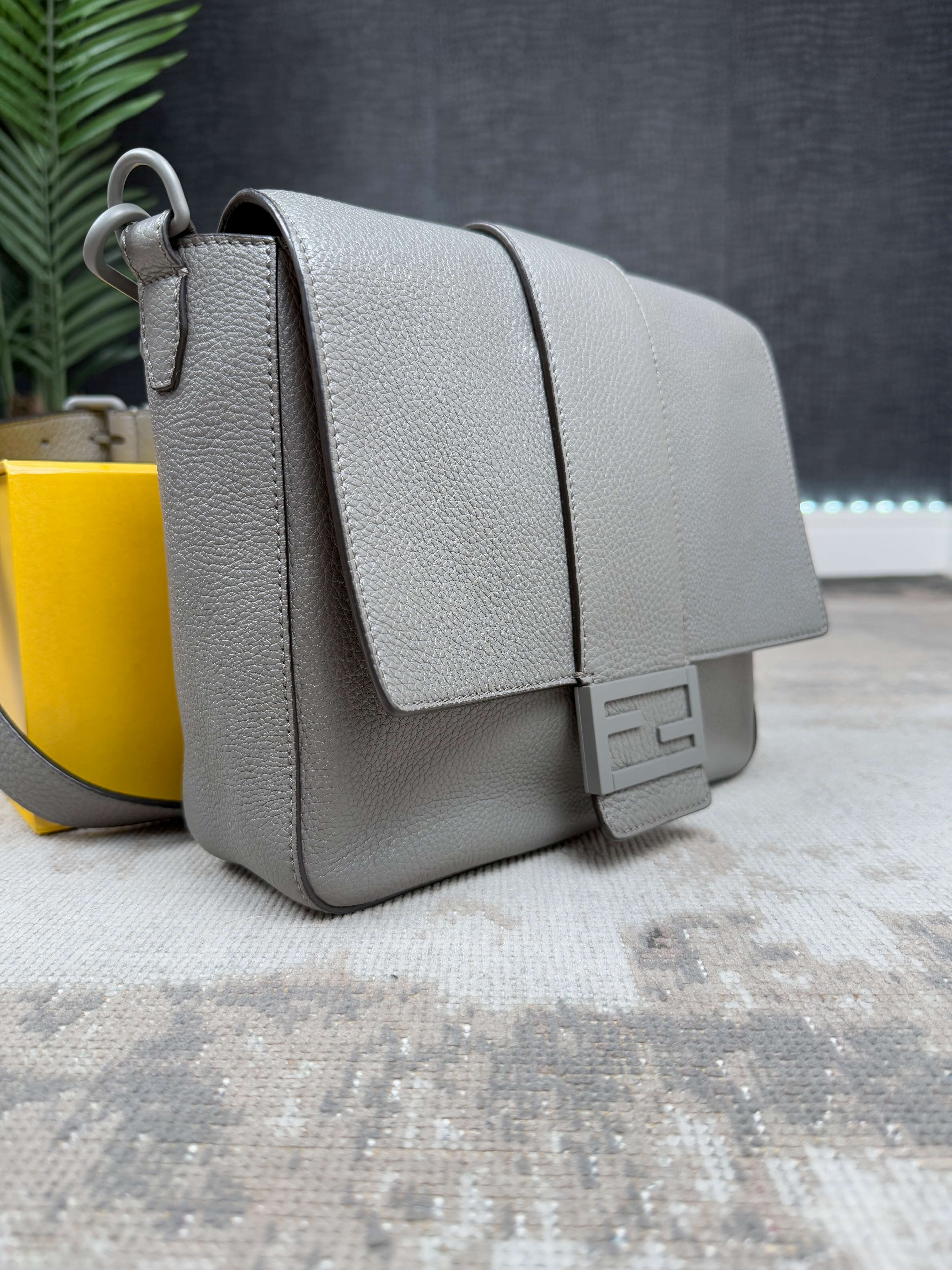Fendi Baguette Convertible Leather Bag - Grey Fendi