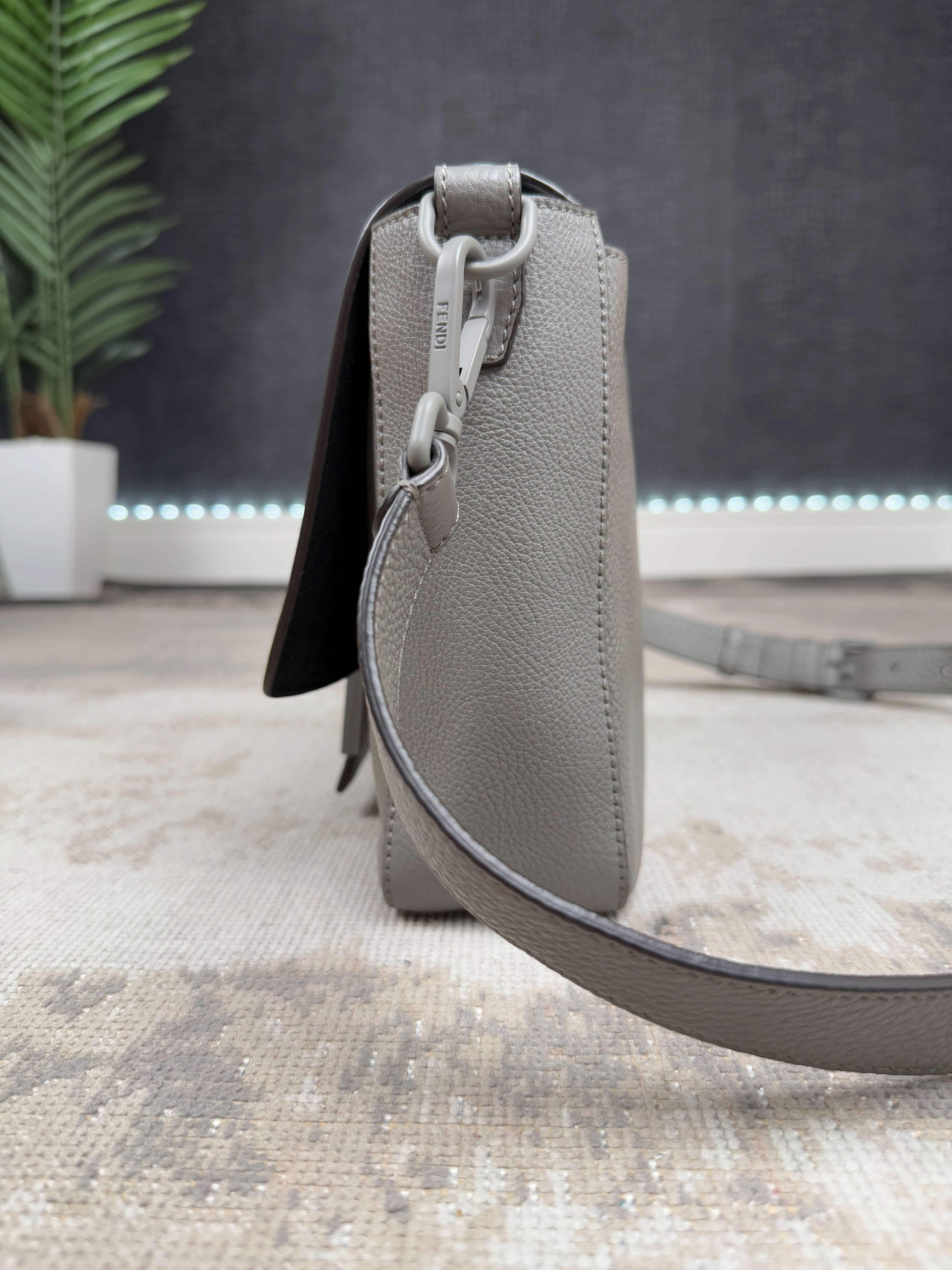 Fendi Baguette Convertible Leather Bag - Grey Fendi