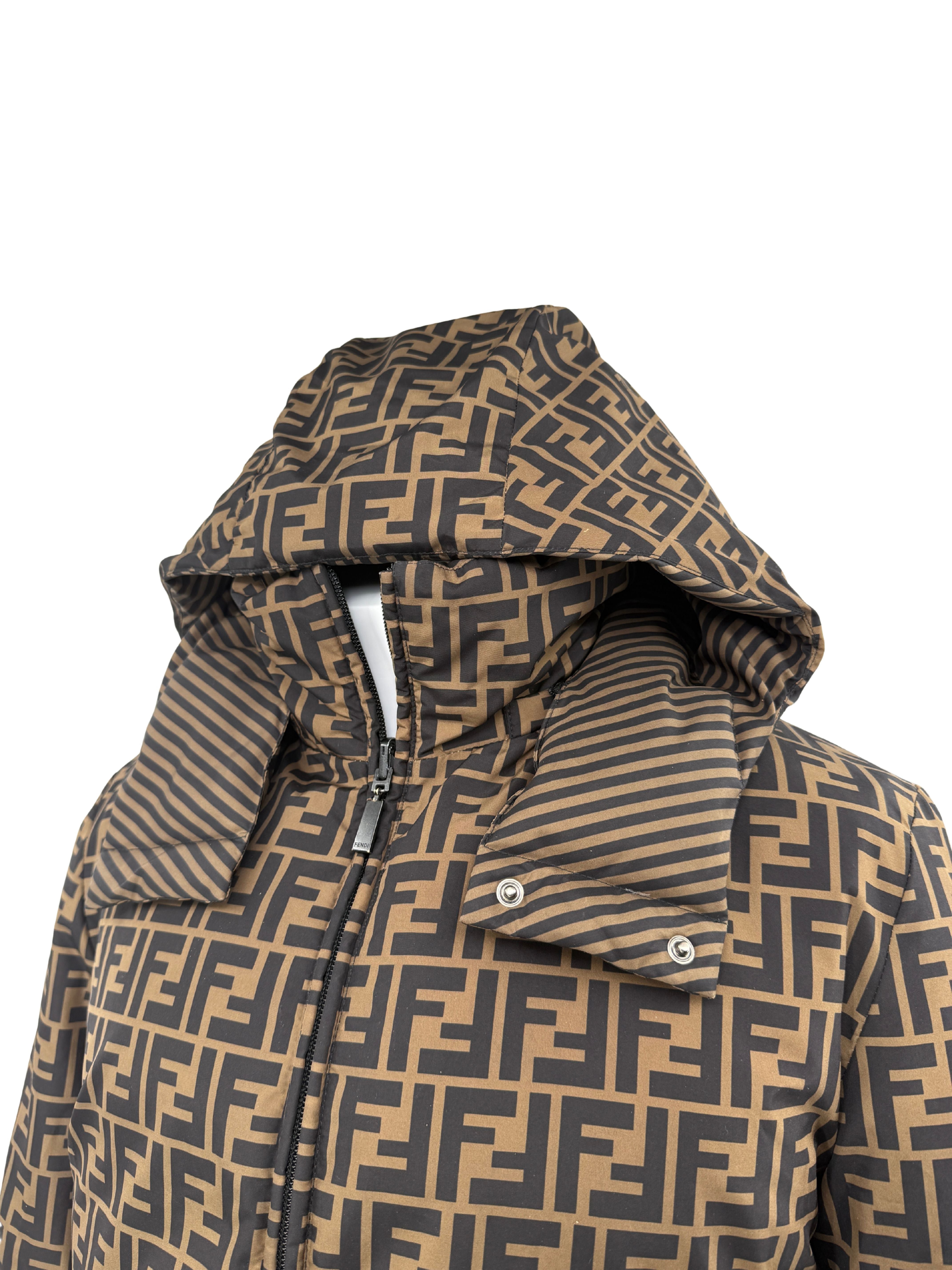 Fendi FF Logo Reversible Down Jacket - Brown