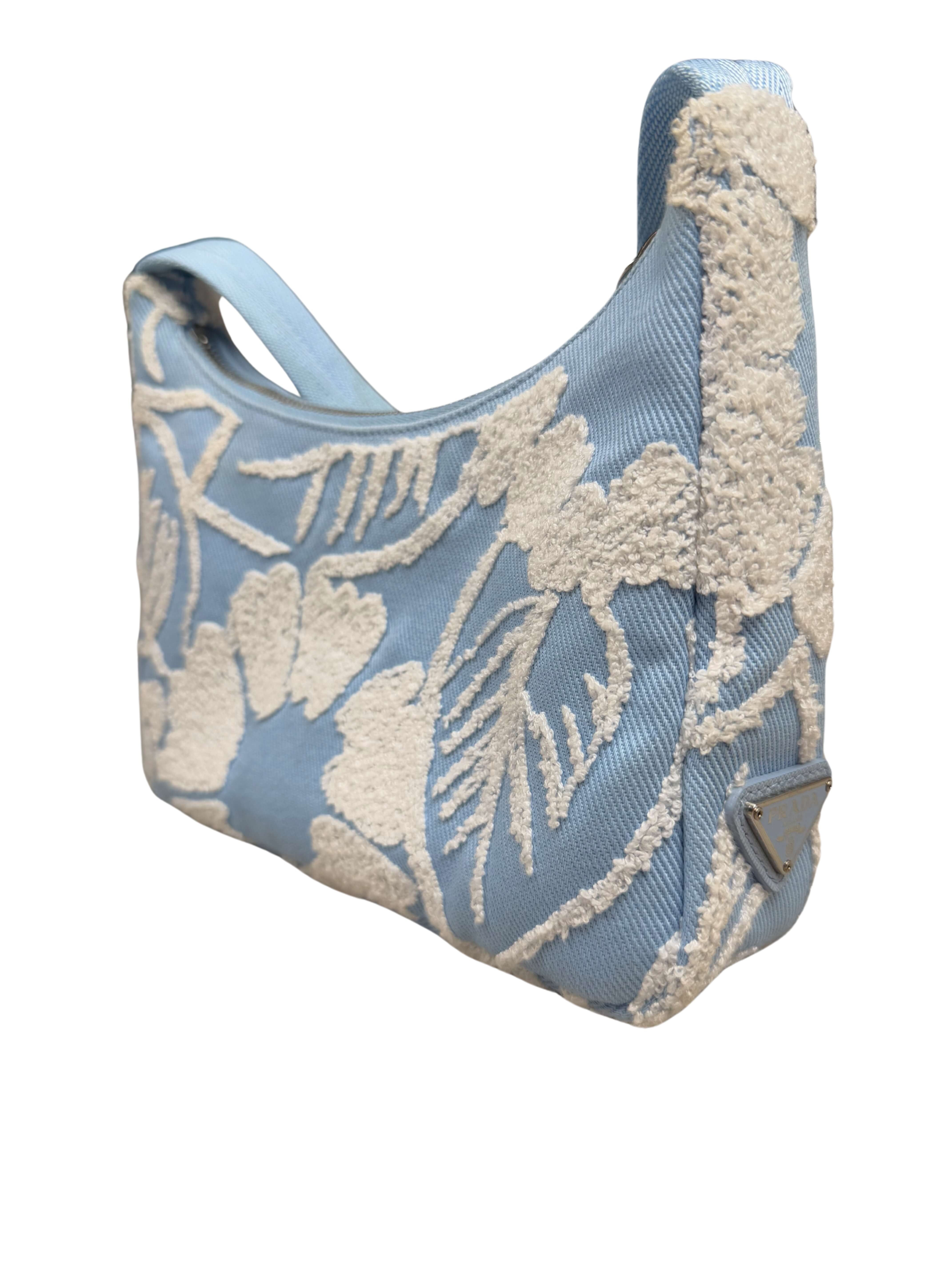 WOMEN'S - Prada Re-Edition 2000 Embroidered Drill Mini Bag - Blue